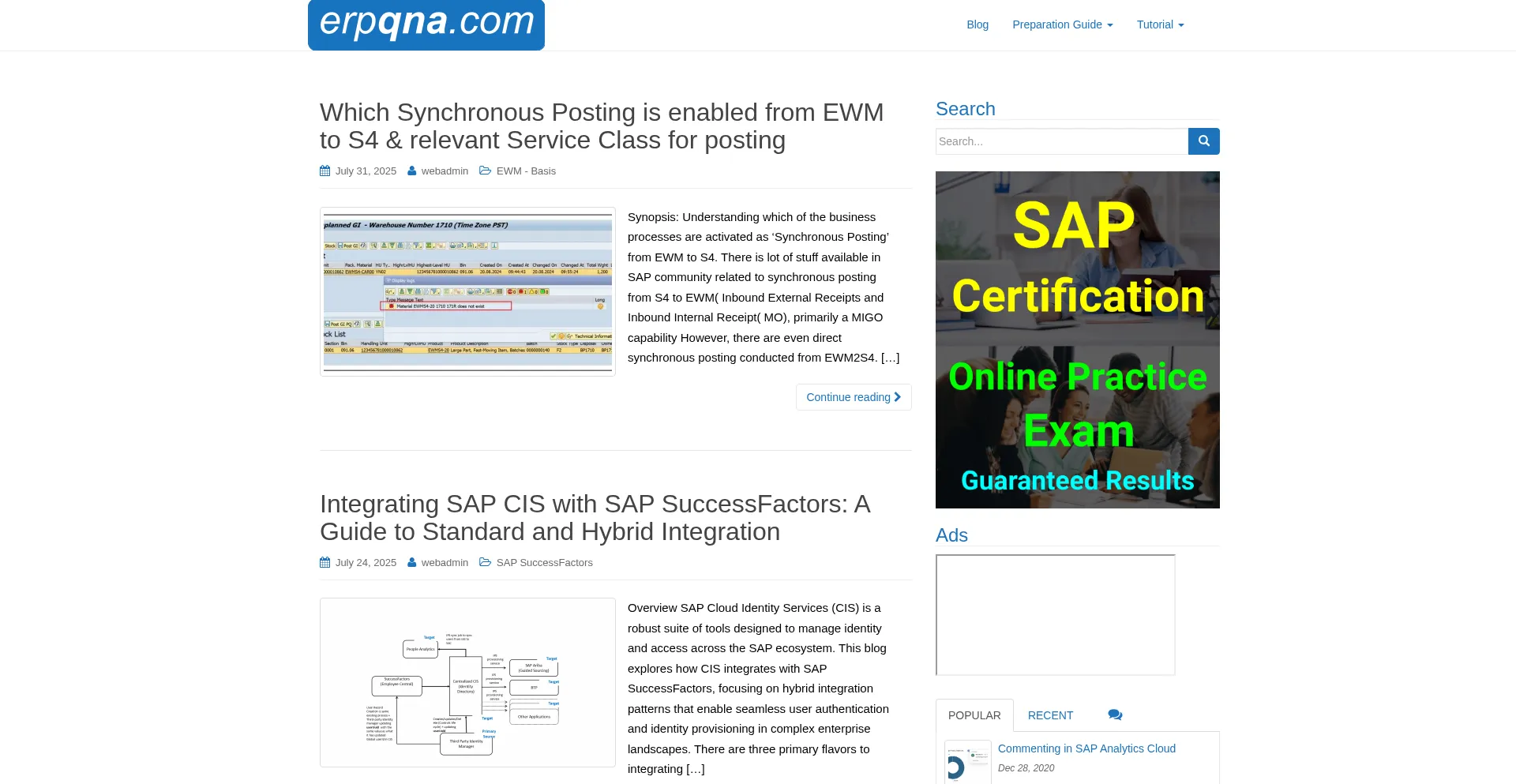 Website screenshot of Erpqna.com
