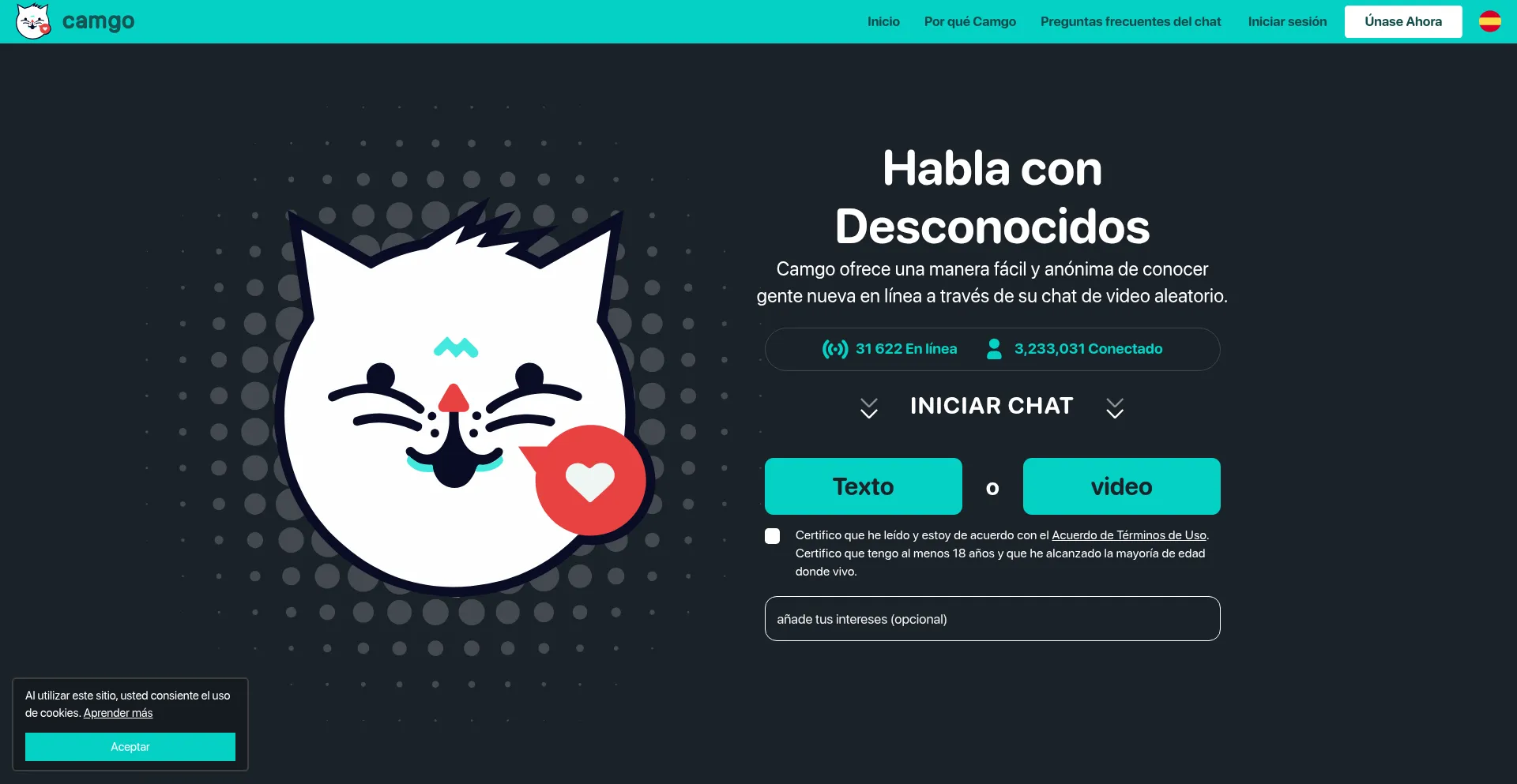 Website screenshot of Es.camgo.com