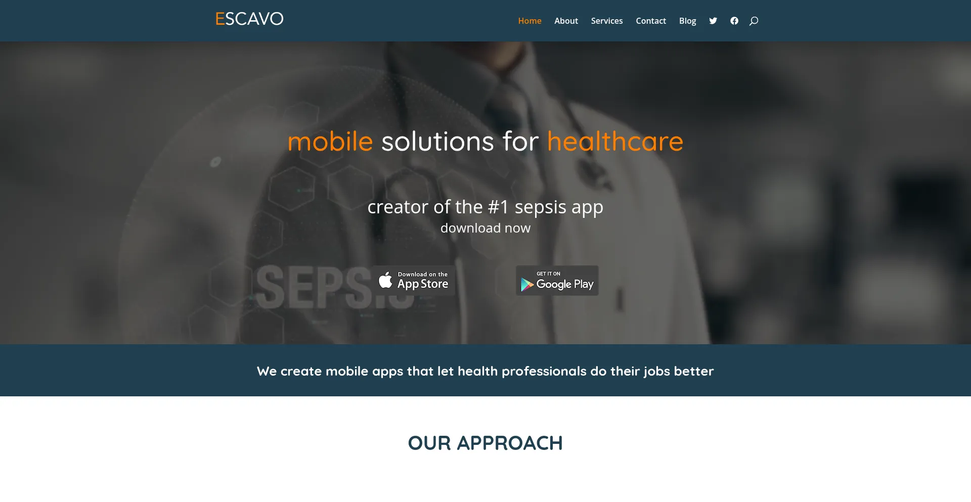 Website screenshot of Escavo.com