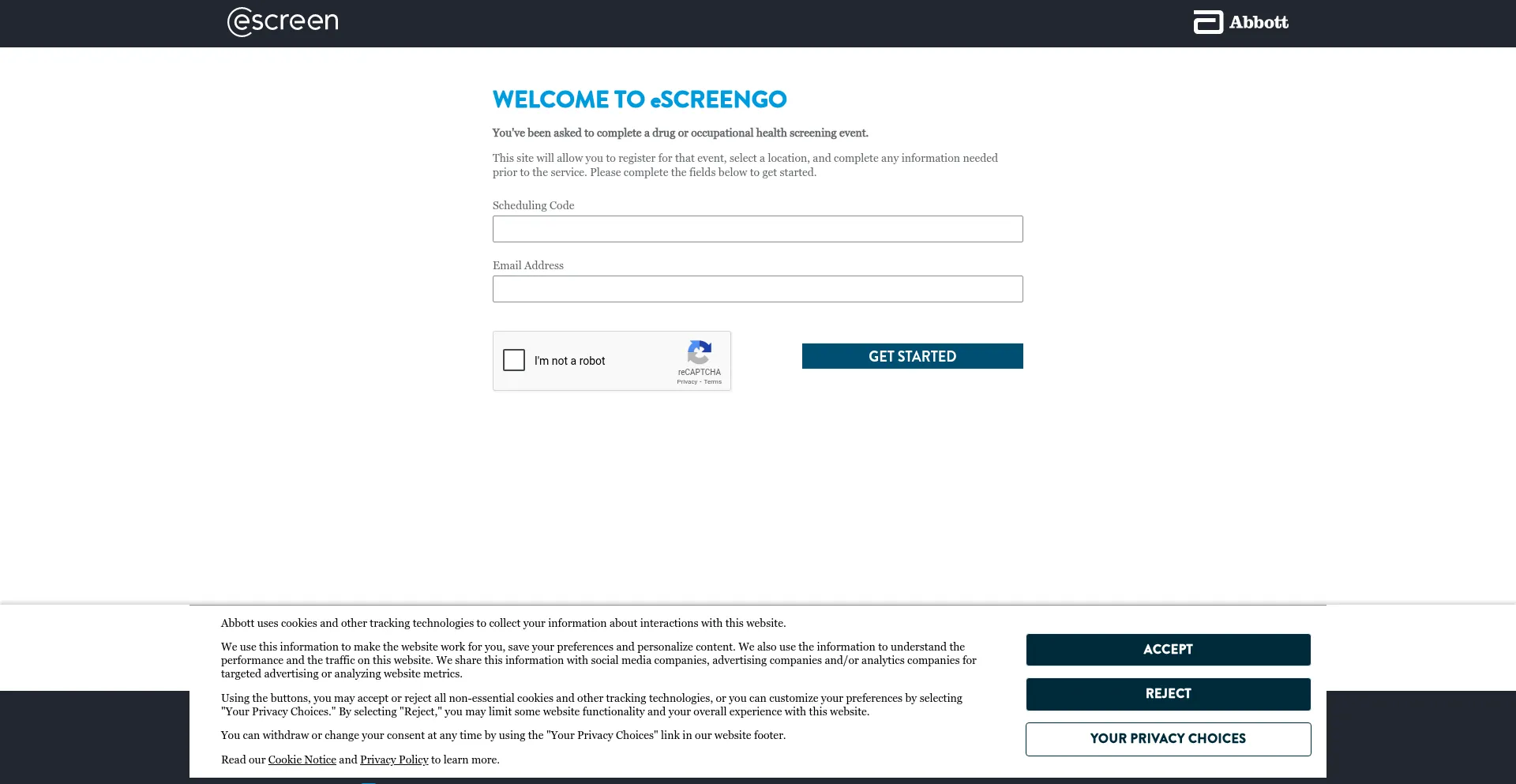 Website screenshot of Escreengo.com
