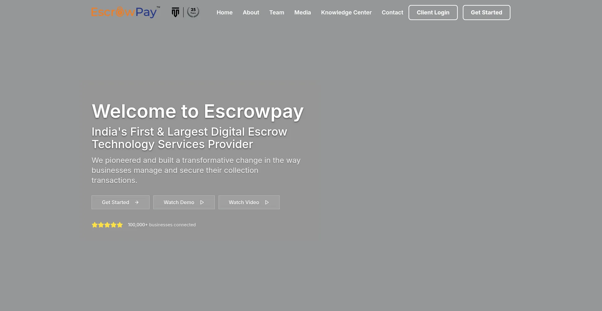 Website screenshot of Escrowpay.co.in