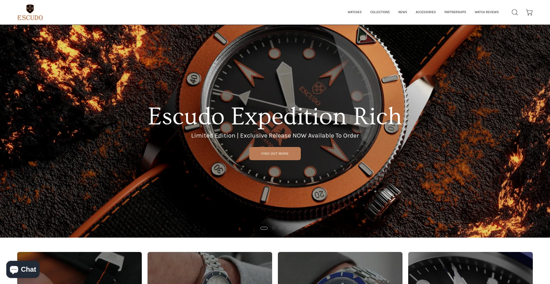 Website screenshot of Escudo-watches.com