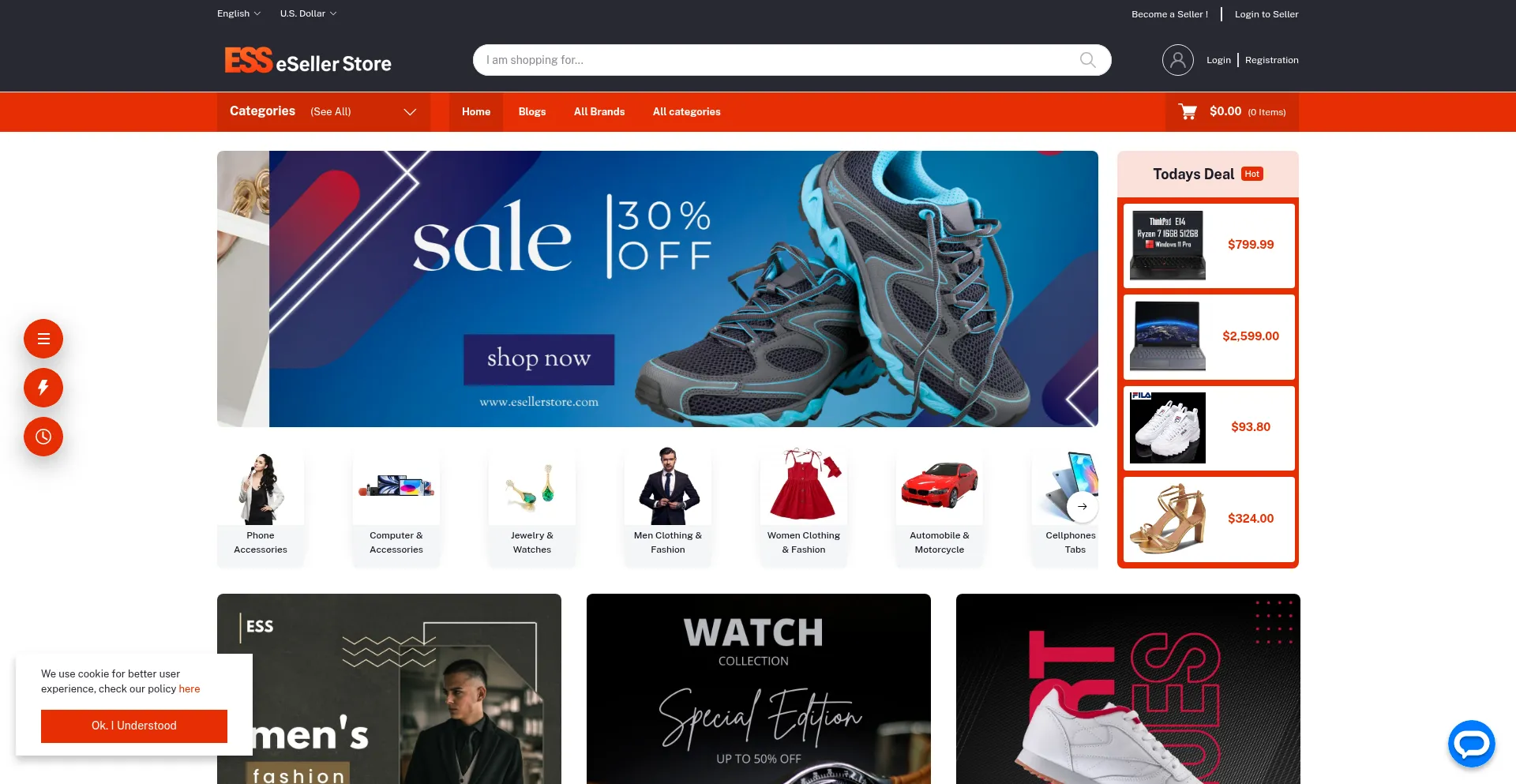Website screenshot of Esellerstore.com