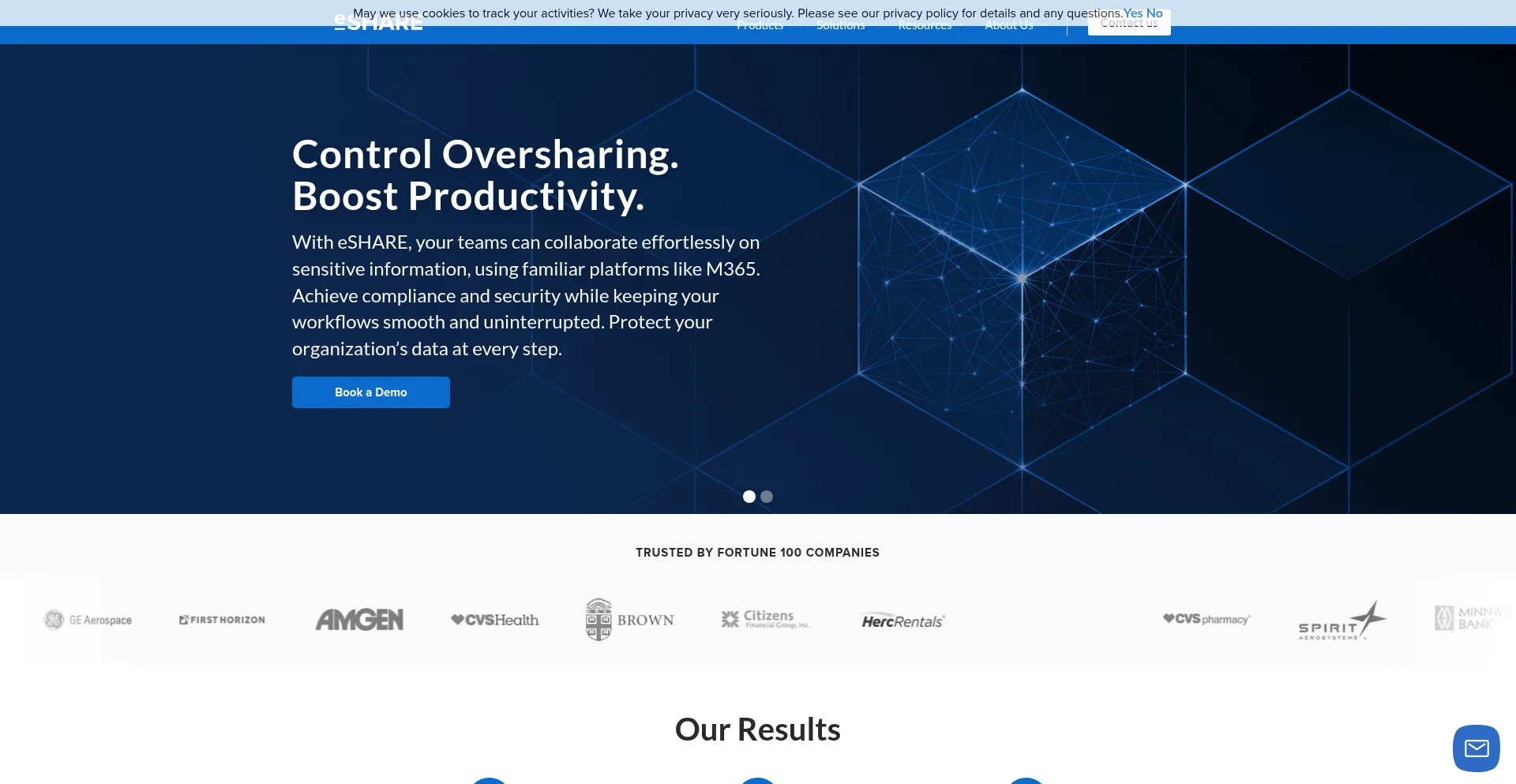 Website screenshot of Eshare.com