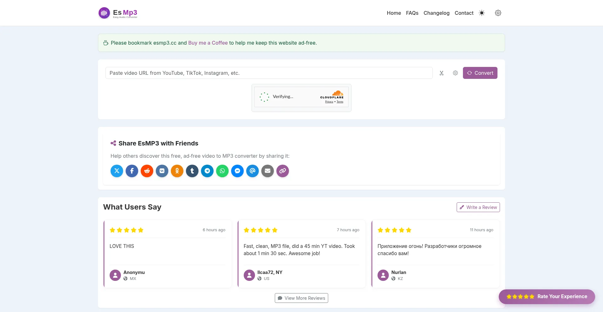 Website screenshot of Esmp3.cc