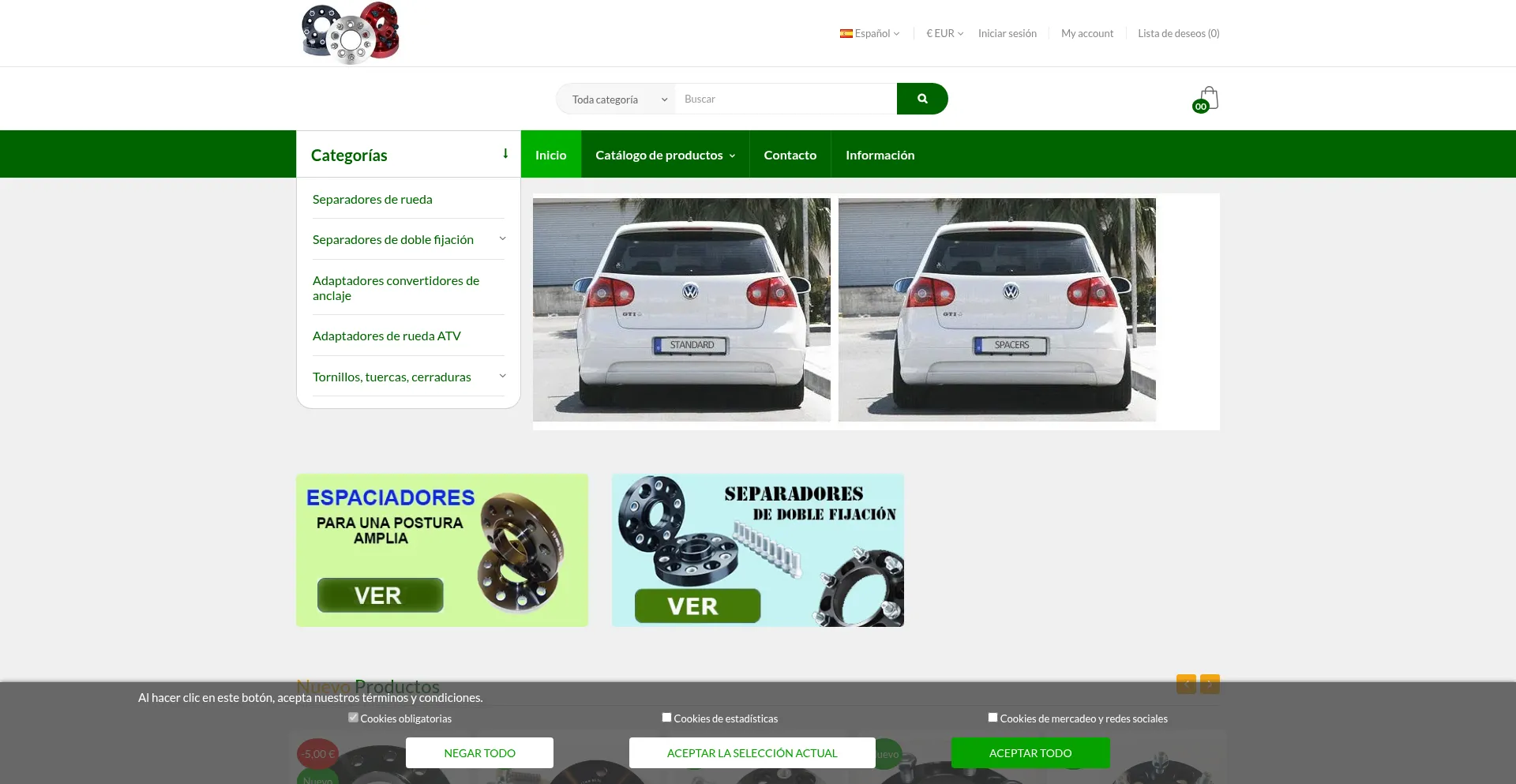 Website screenshot of Espaciadores.eu