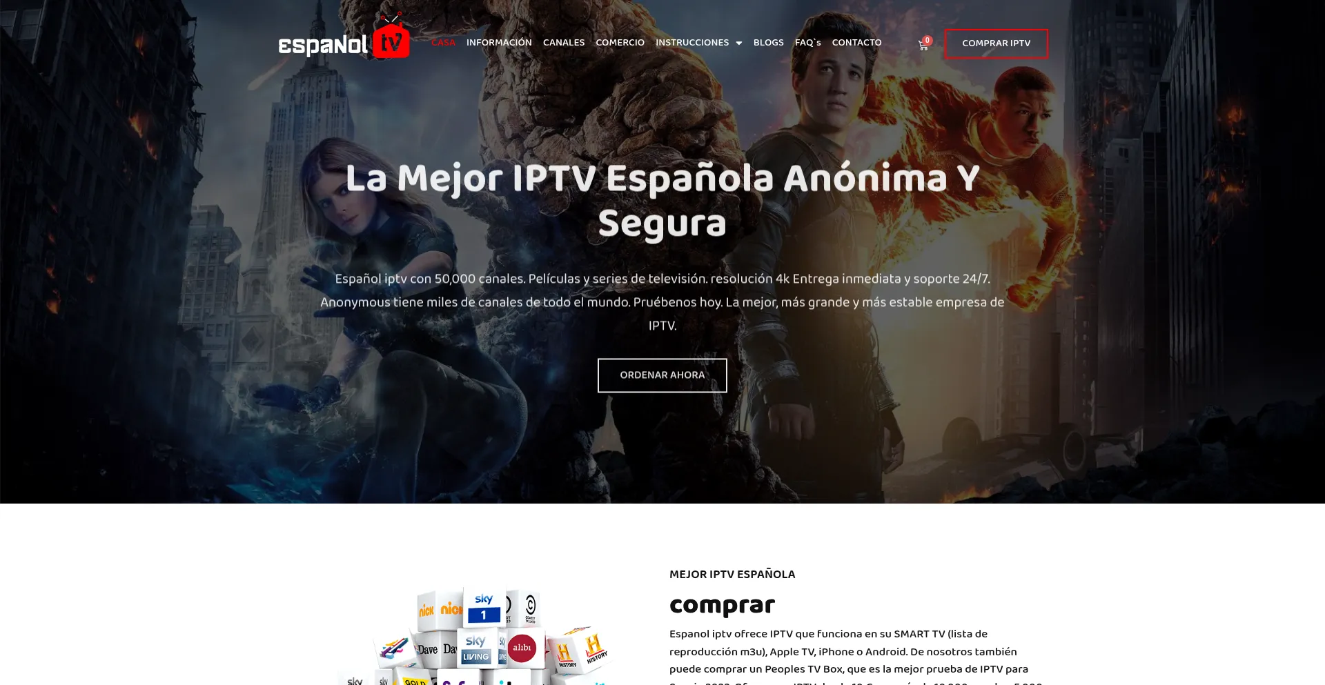 Website screenshot of Espanoliptv.com