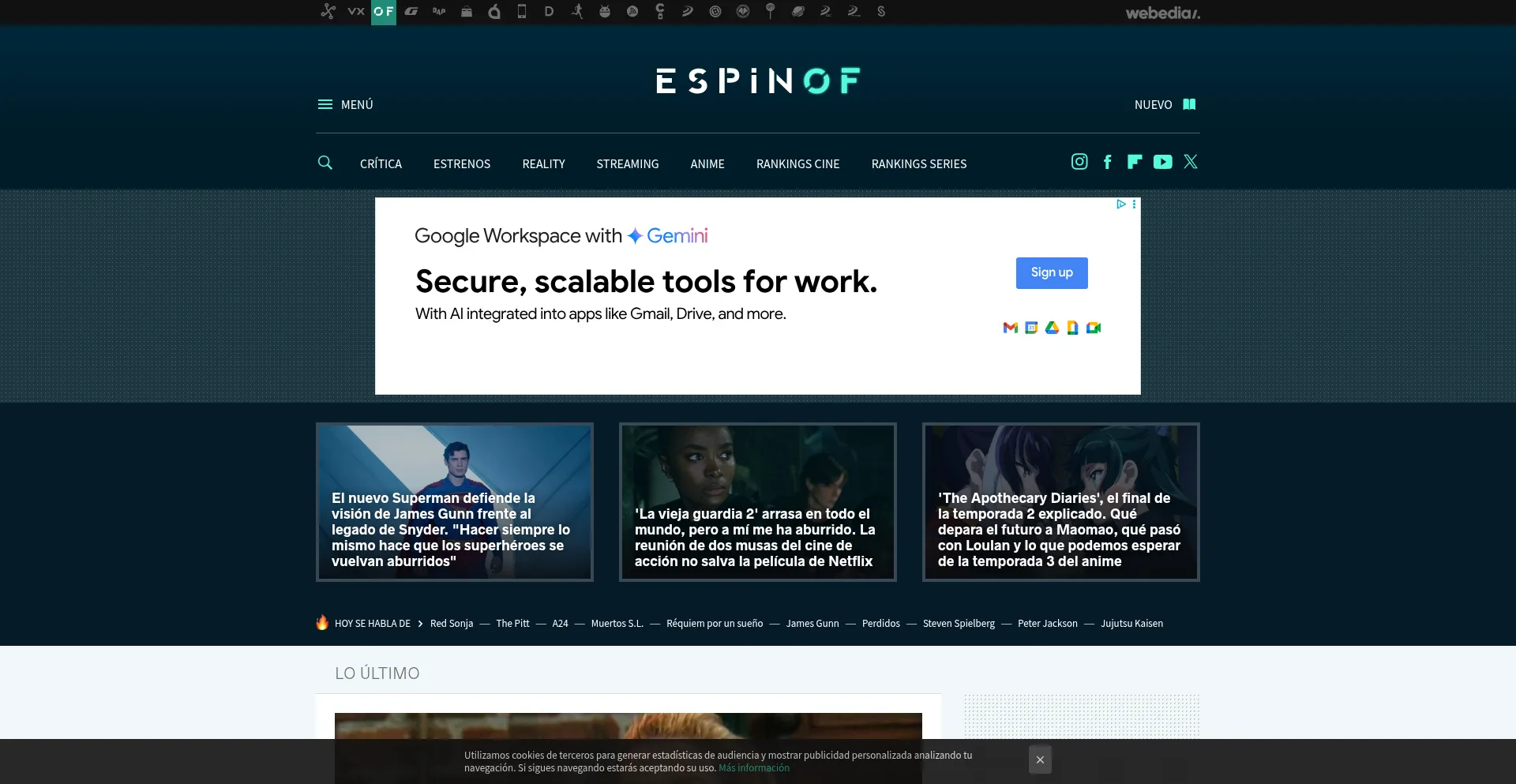 Website screenshot of Espinof.com