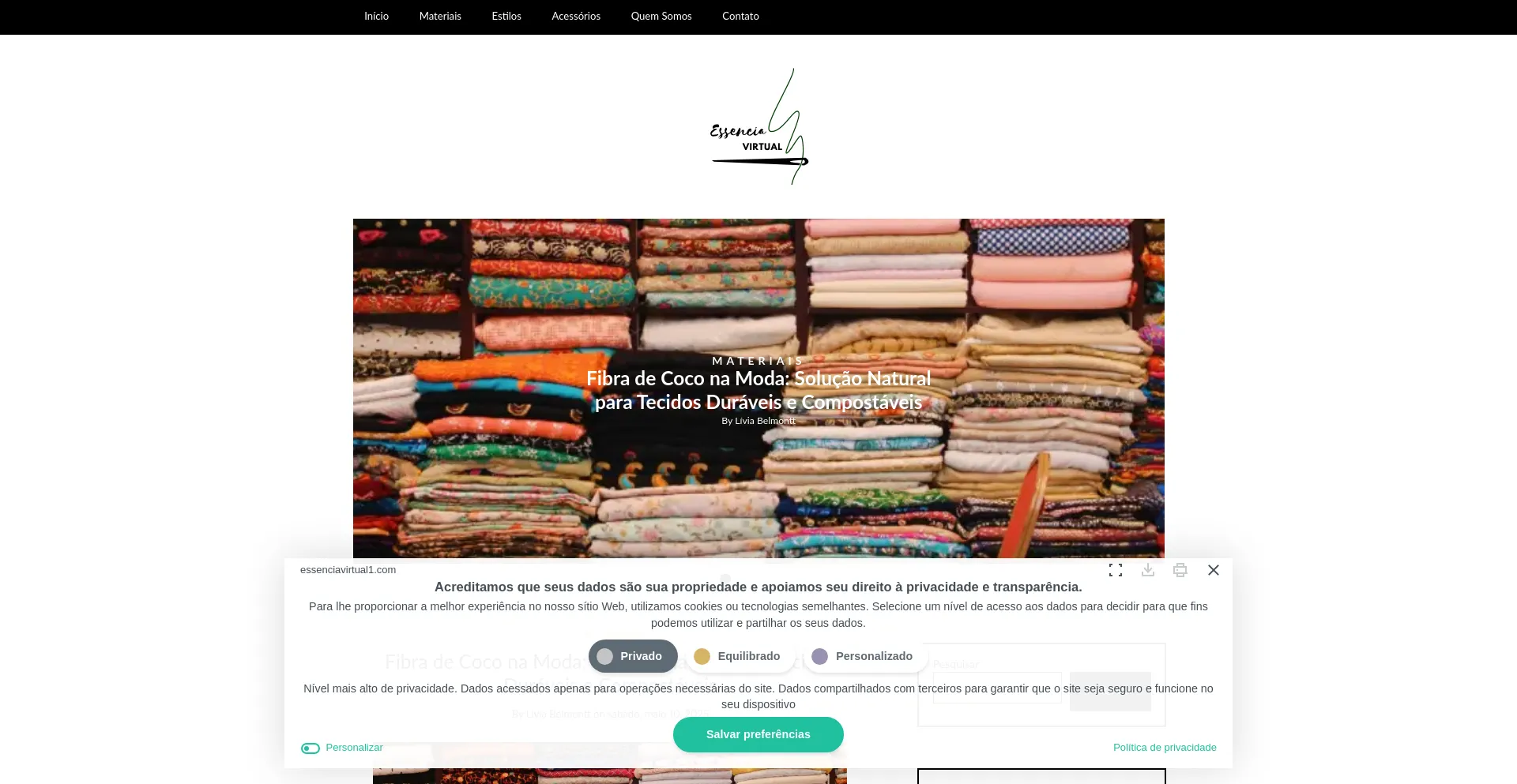 Website screenshot of Essenciavirtual1.com