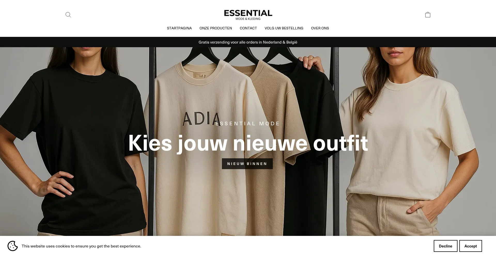 Website screenshot of Essential-mode.nl
