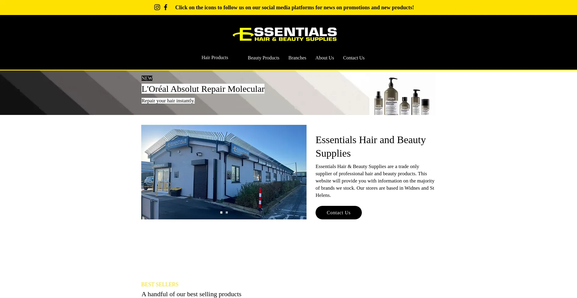 Website screenshot of Essentialshairandbeauty.co.uk