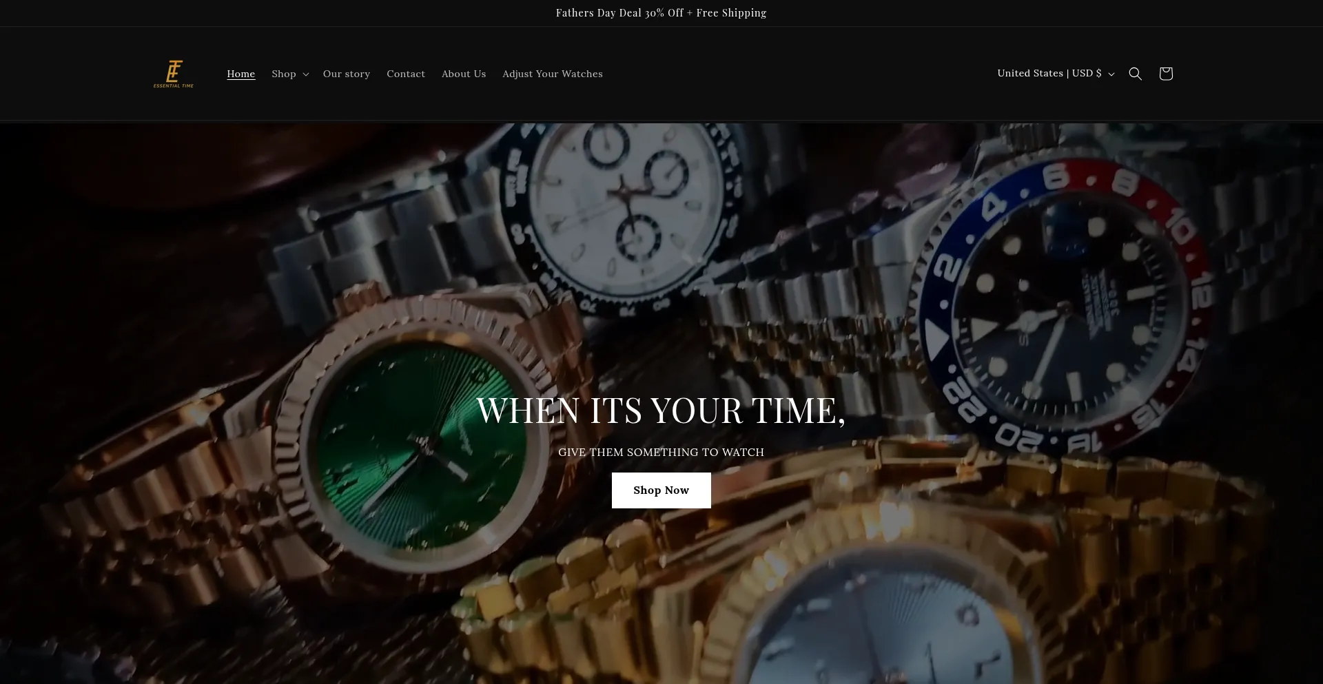 Website screenshot of Essentialtime.store
