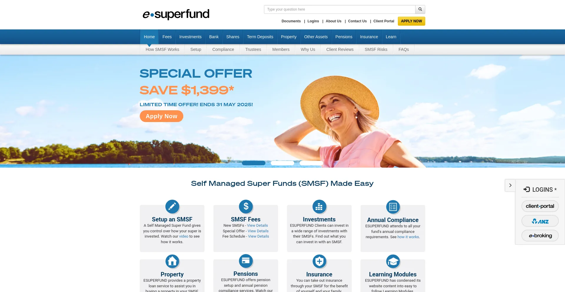 Website screenshot of Esuperfund.com.au