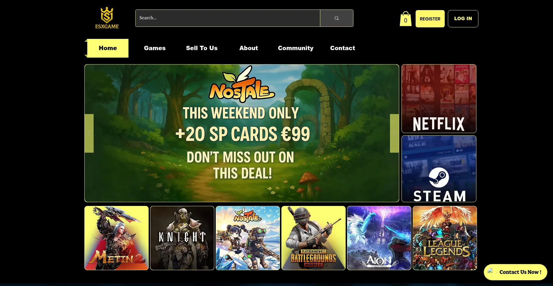 Website screenshot of Esxgame.com