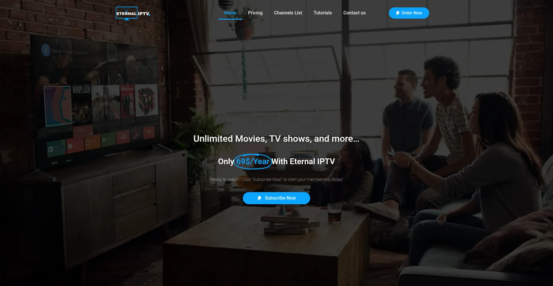 Website screenshot of Eternal-iptv.com