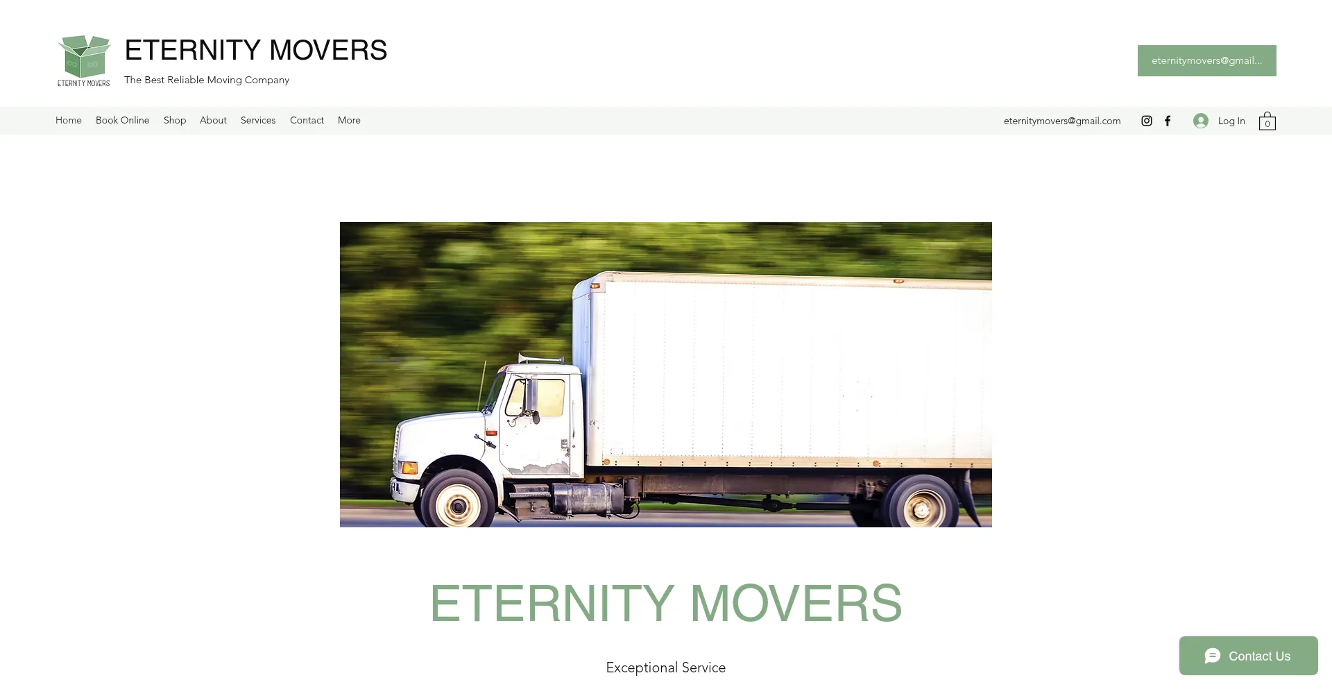 Website screenshot of Eternitymovers.com