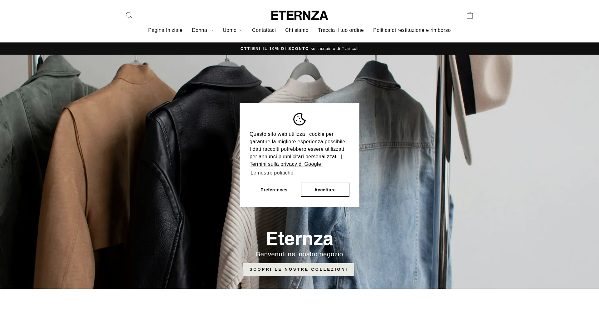 Website screenshot of Eternza.it
