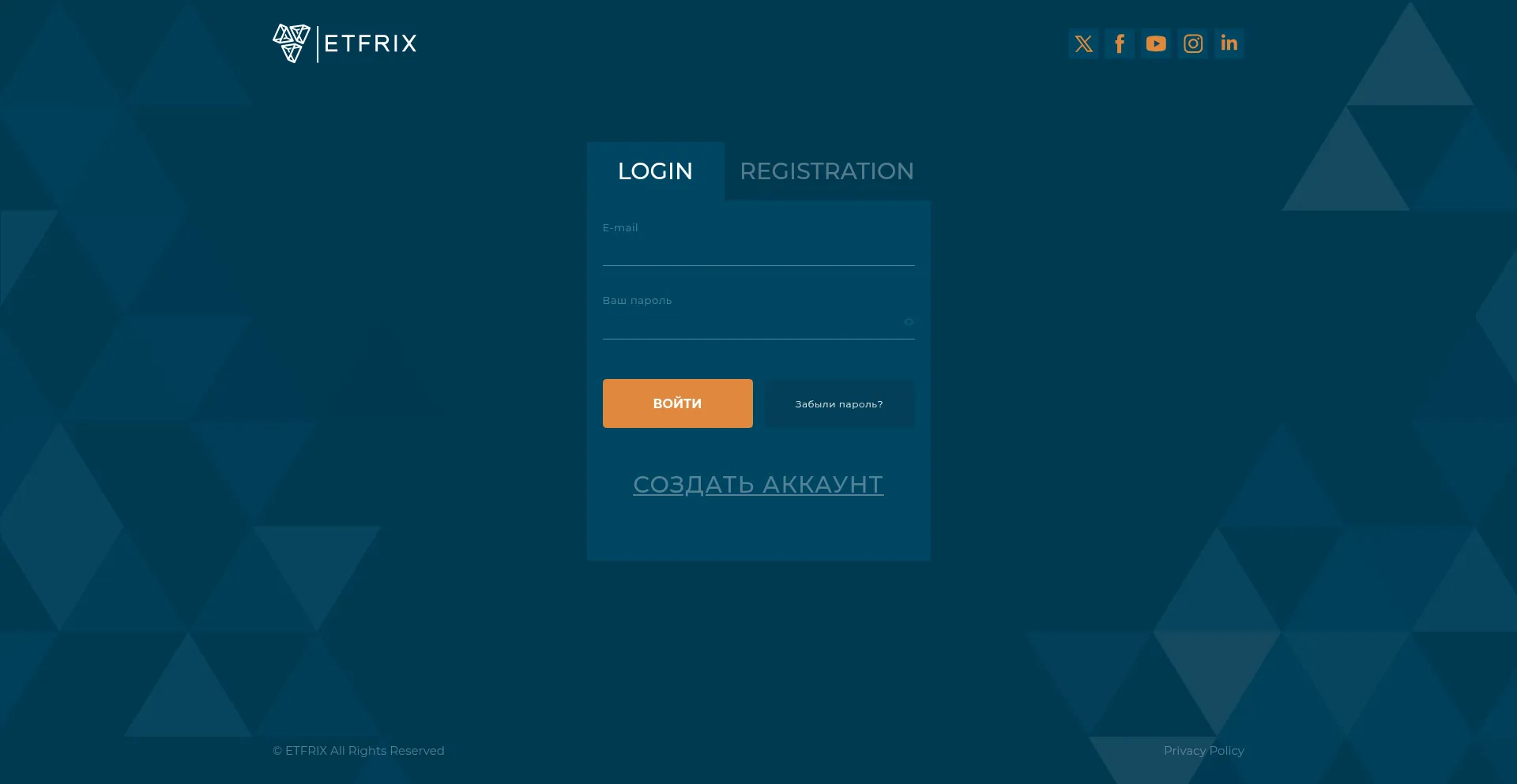Website screenshot of Etfrix.com