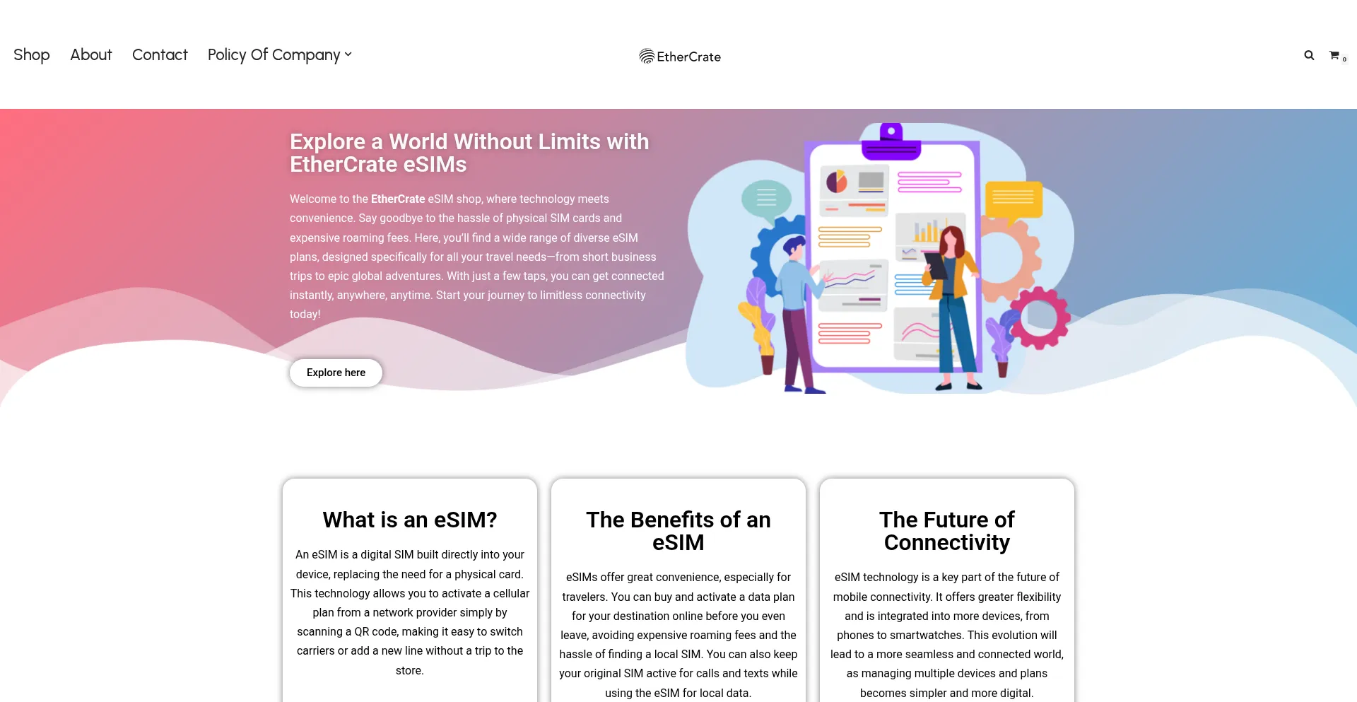 Website screenshot of Ethercrate.shop