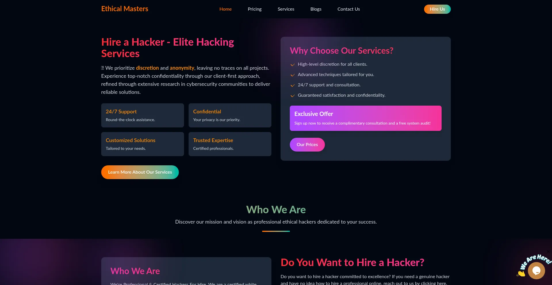 Website screenshot of Ethicalmasters.com
