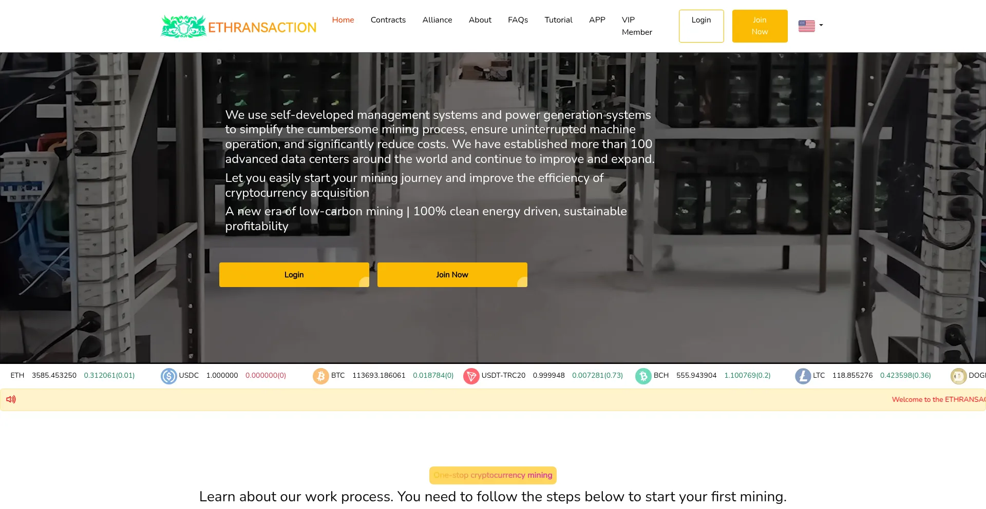 Website screenshot of Ethransaction.org