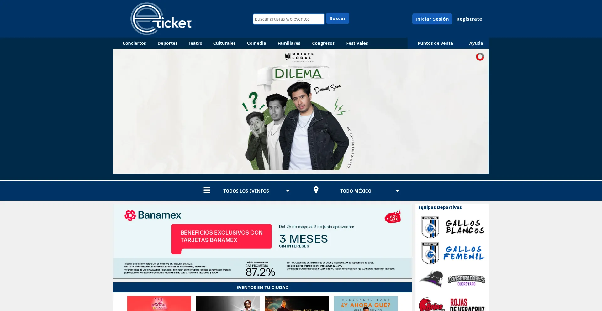 Website screenshot of Eticket.mx