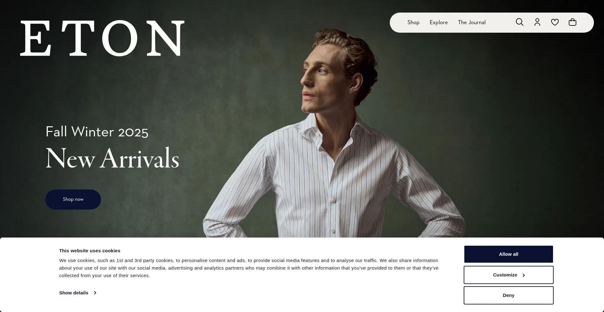 Website screenshot of Etonshirts.com