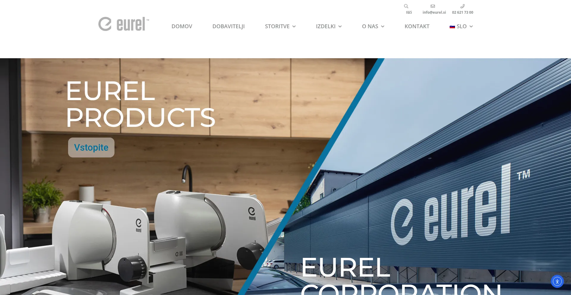 Website screenshot of Eurel.si