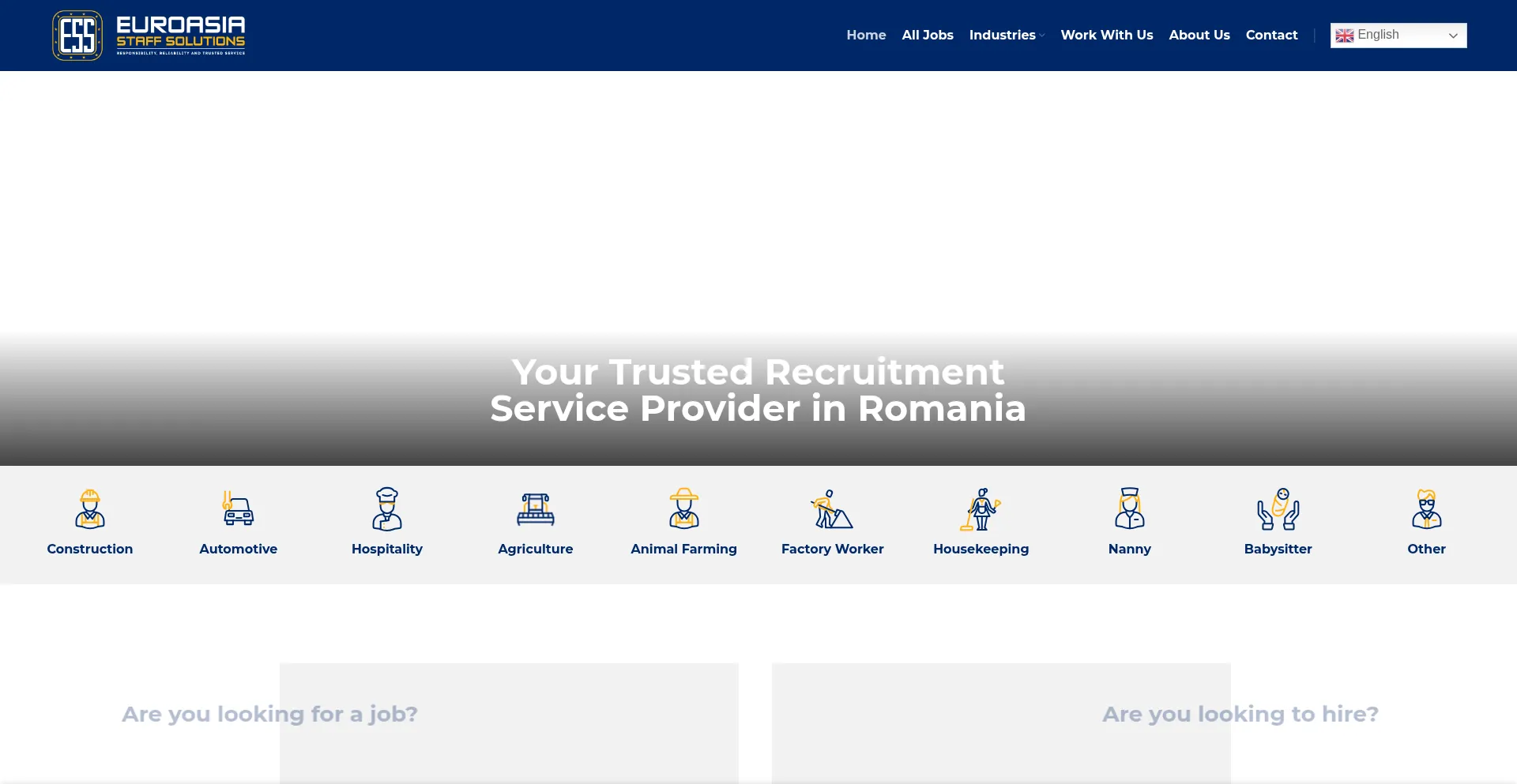 Website screenshot of Euroasiastaffsolutions.com