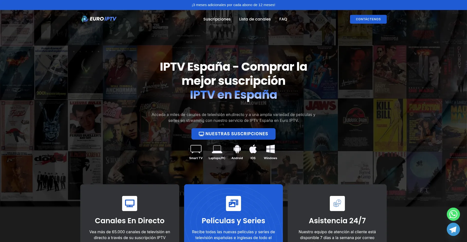 Website screenshot of Euroiptv.es