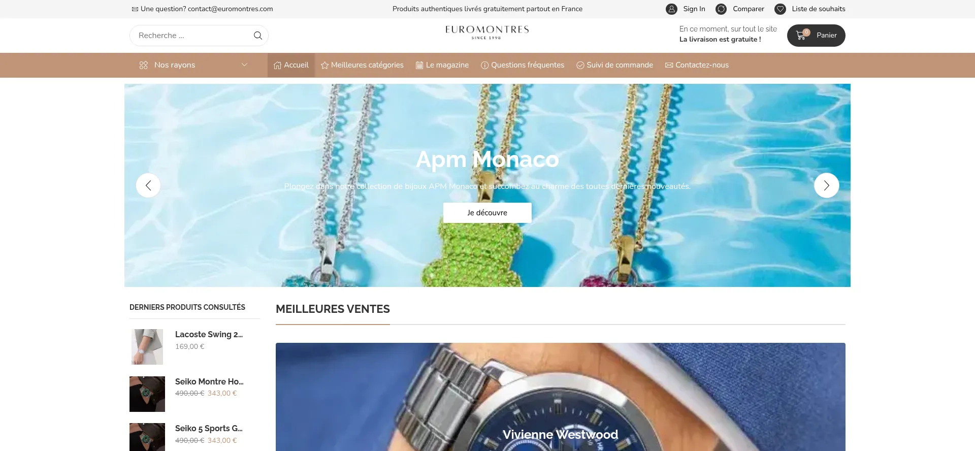 Website screenshot of Euromontres.com