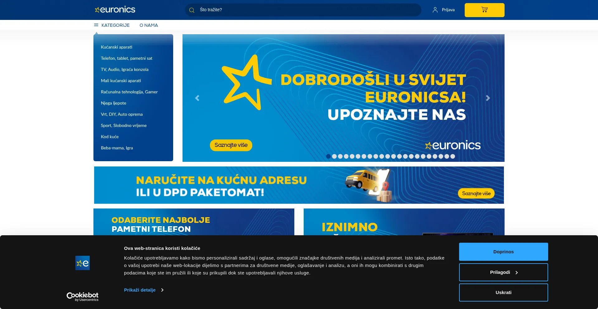 Website screenshot of Euronics.hr