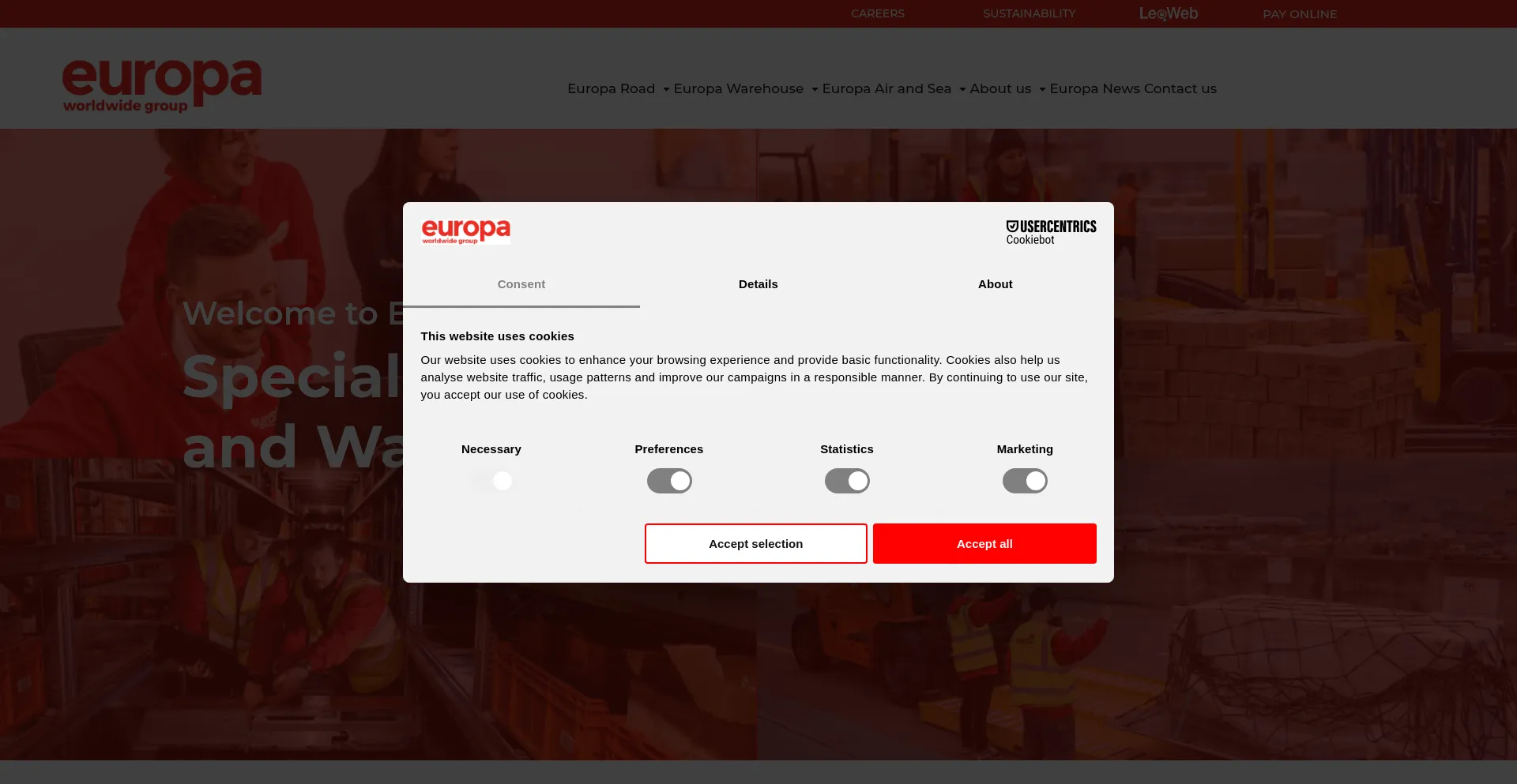 Website screenshot of Europa-worldwide.com