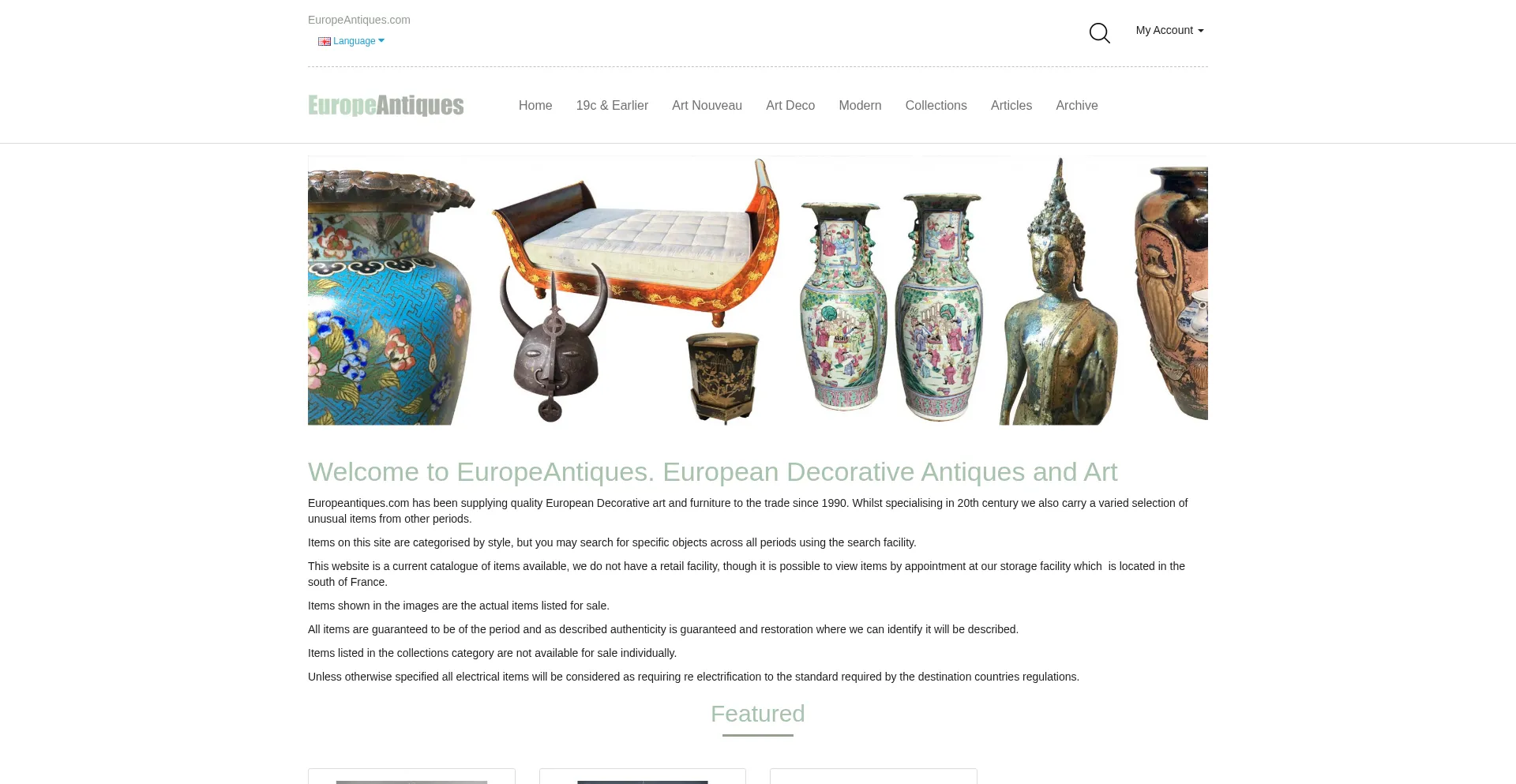Website screenshot of Europeantiques.com