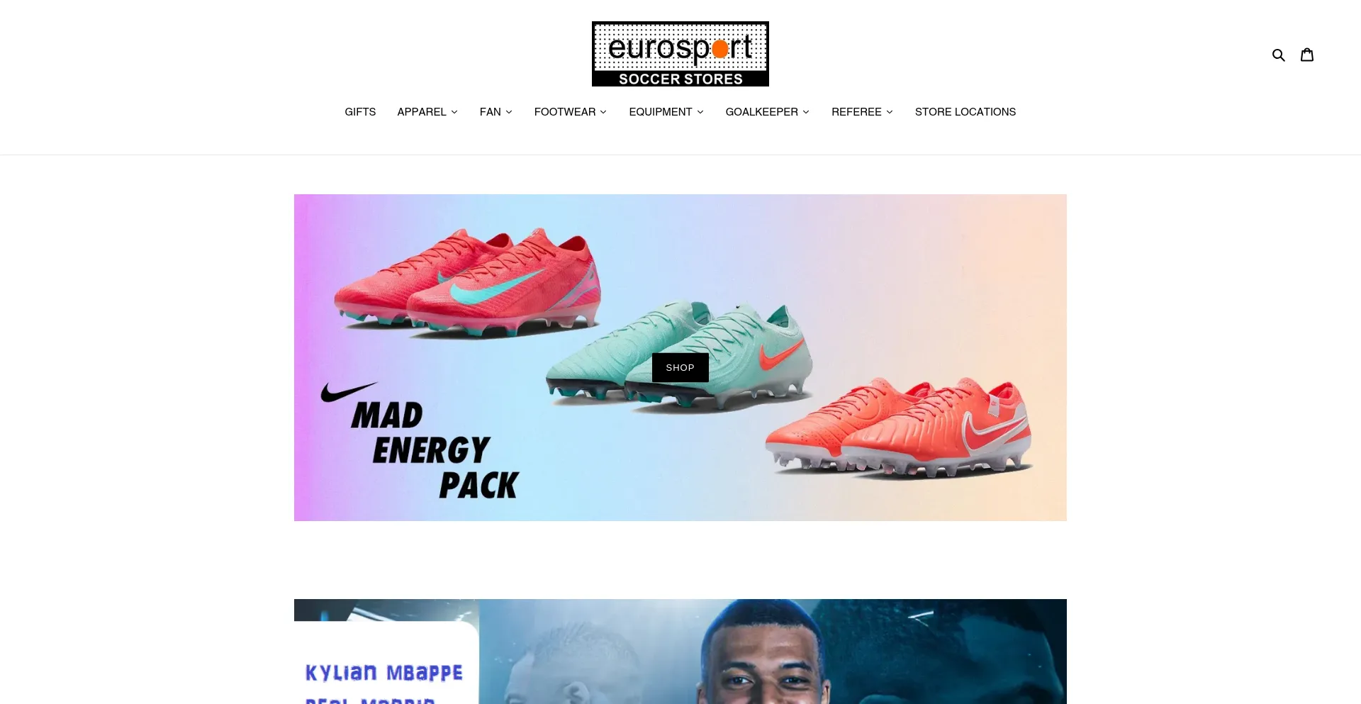 Website screenshot of Eurosportsoccer.com