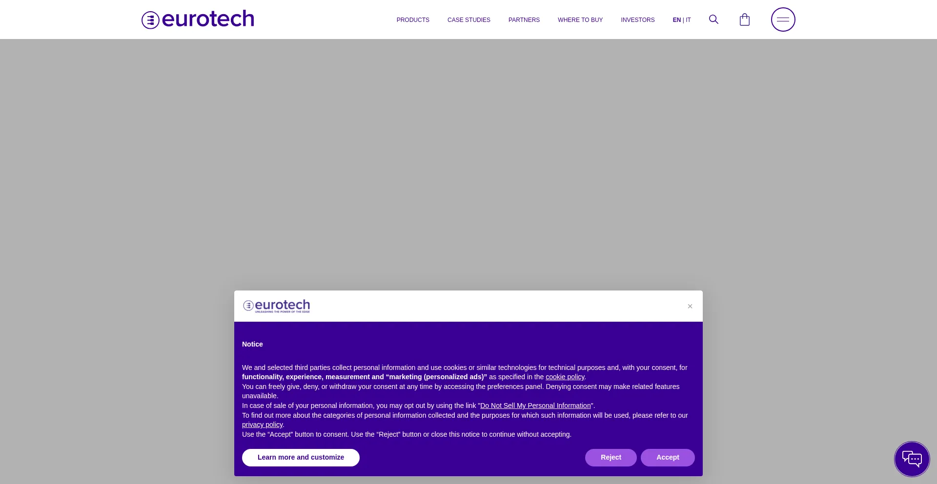 Website screenshot of Eurotech.com