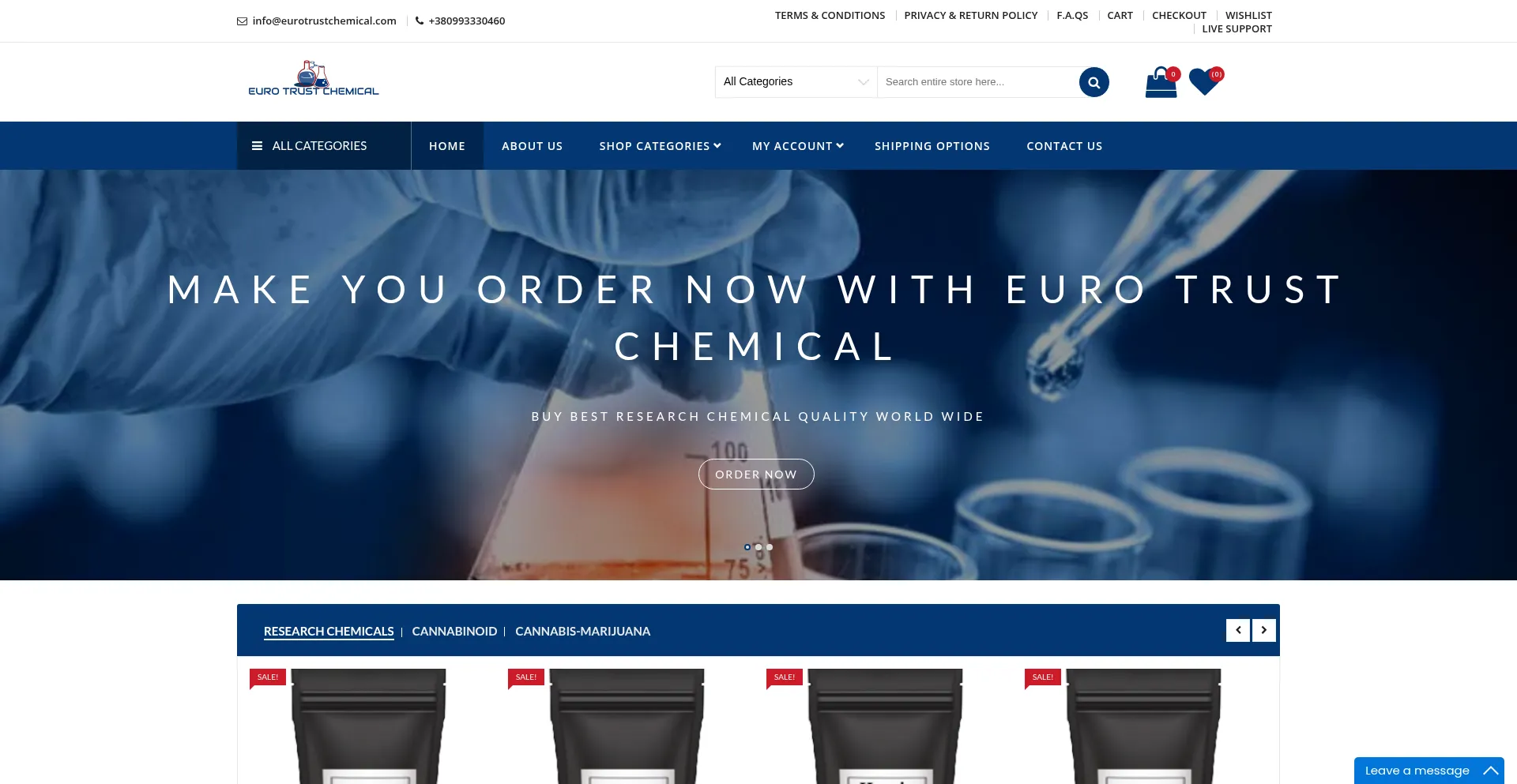 Website screenshot of Eurotrustchemical.com