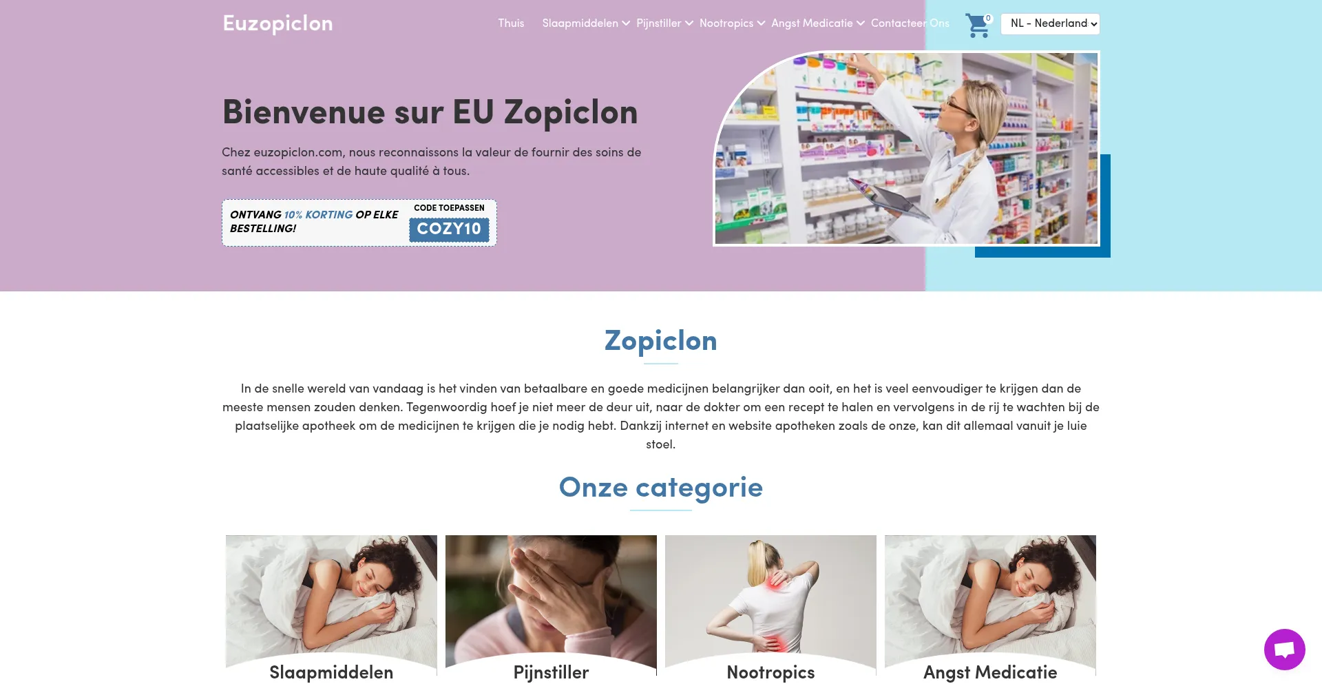 Website screenshot of Euzopiclon.com