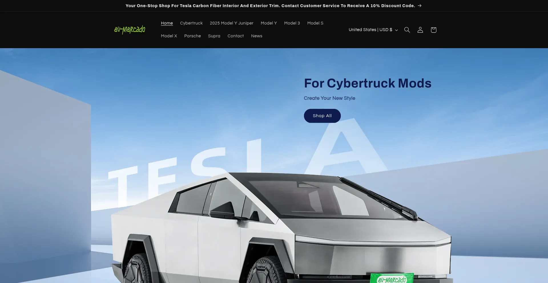 Website screenshot of Ev-mercado.com