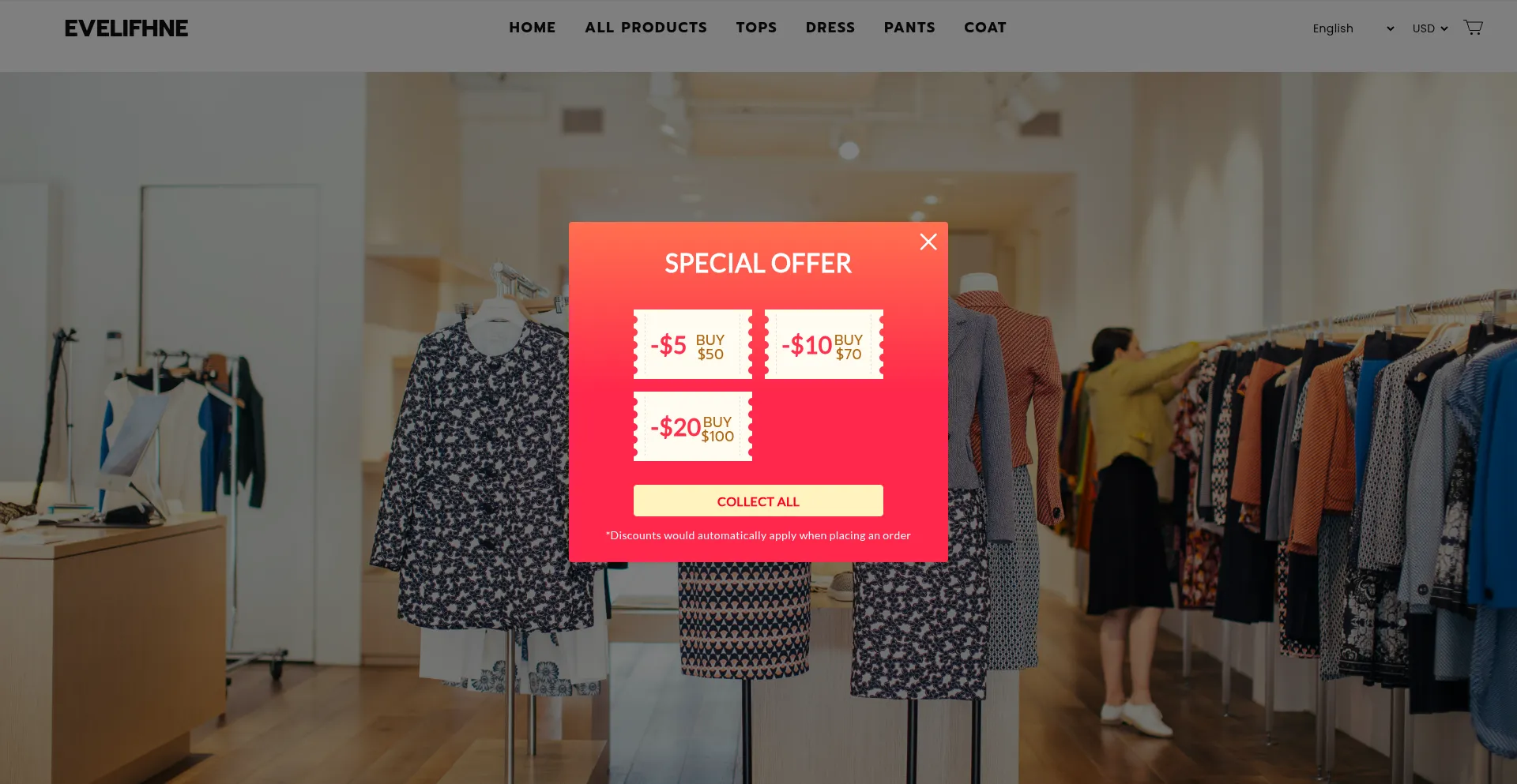 Website screenshot of Evelifhne.com