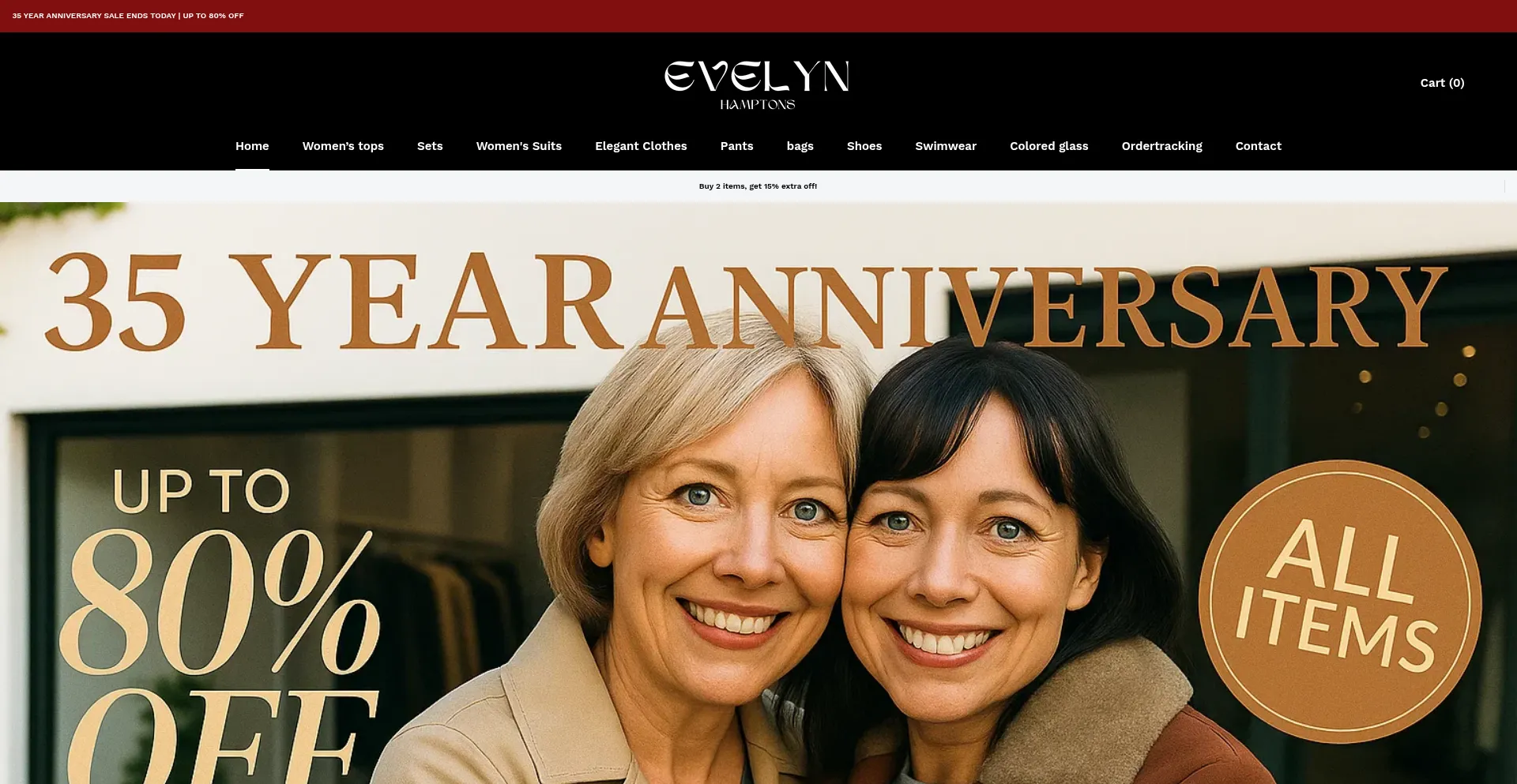 Website screenshot of Evelyn-hamptons.com
