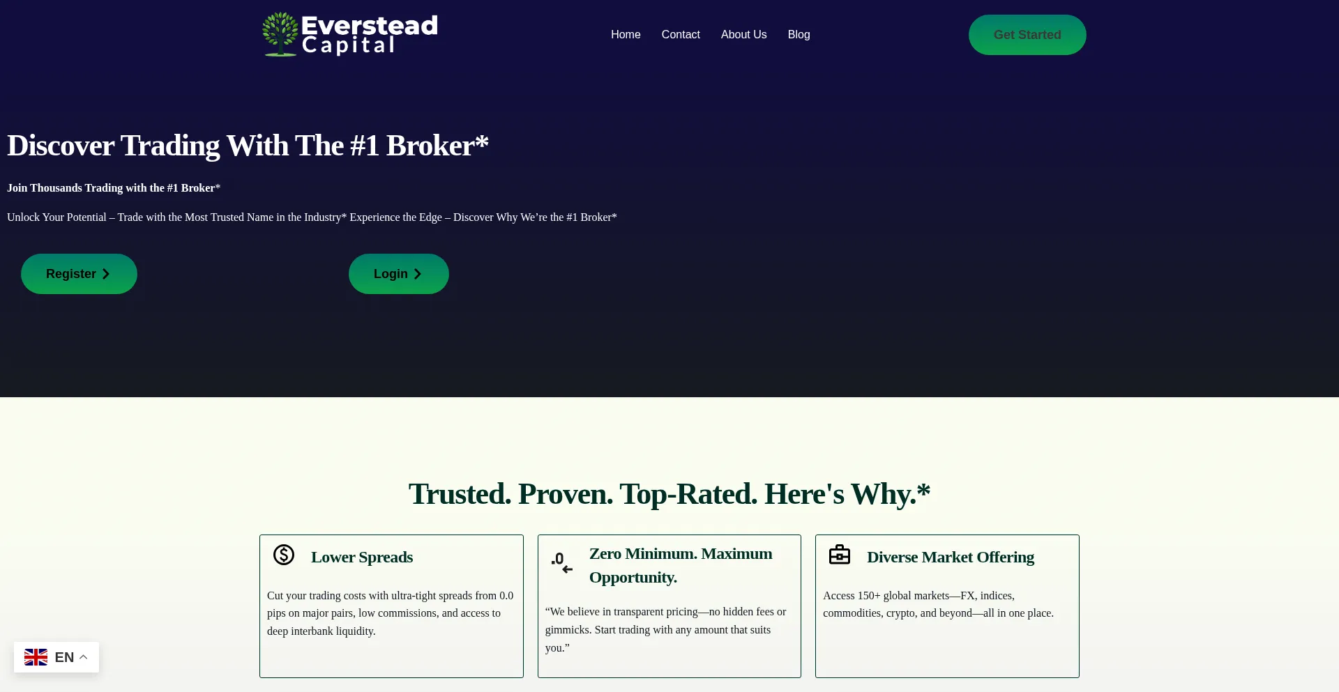 Website screenshot of Eversteadcapital.net