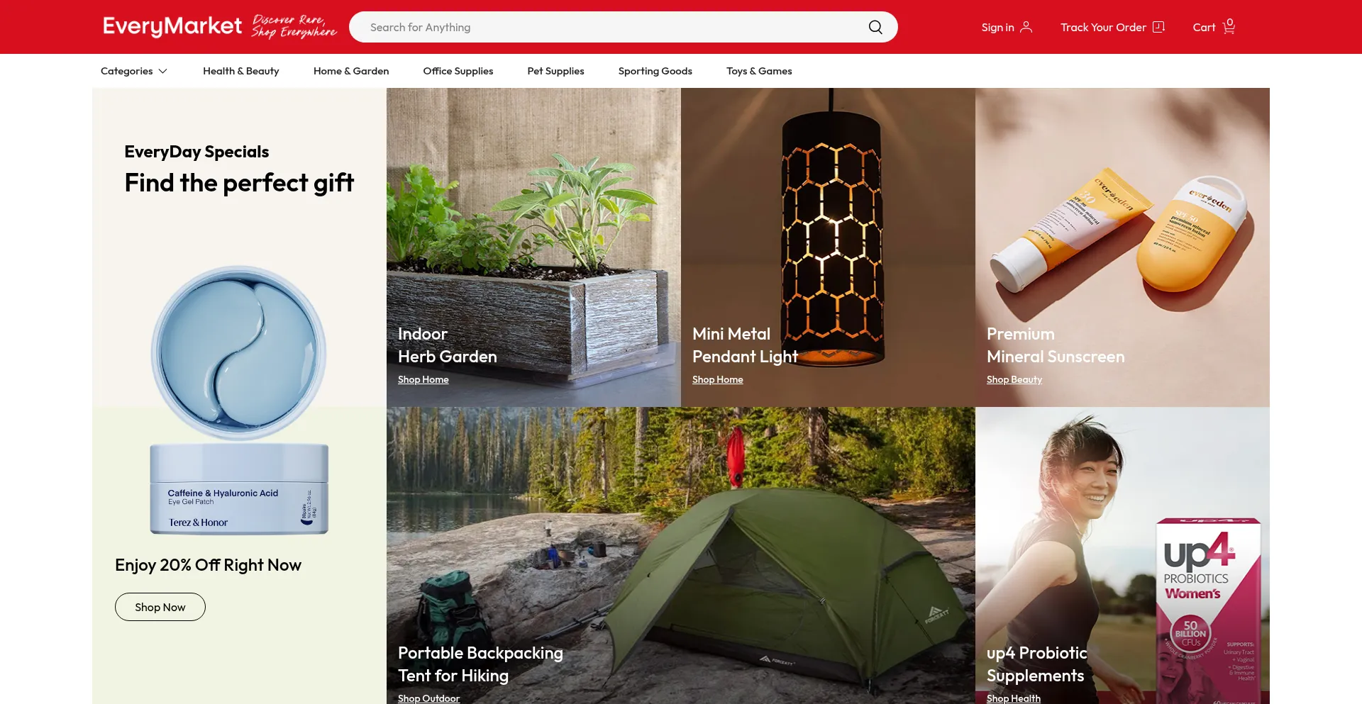 Website screenshot of Everymarket.uk