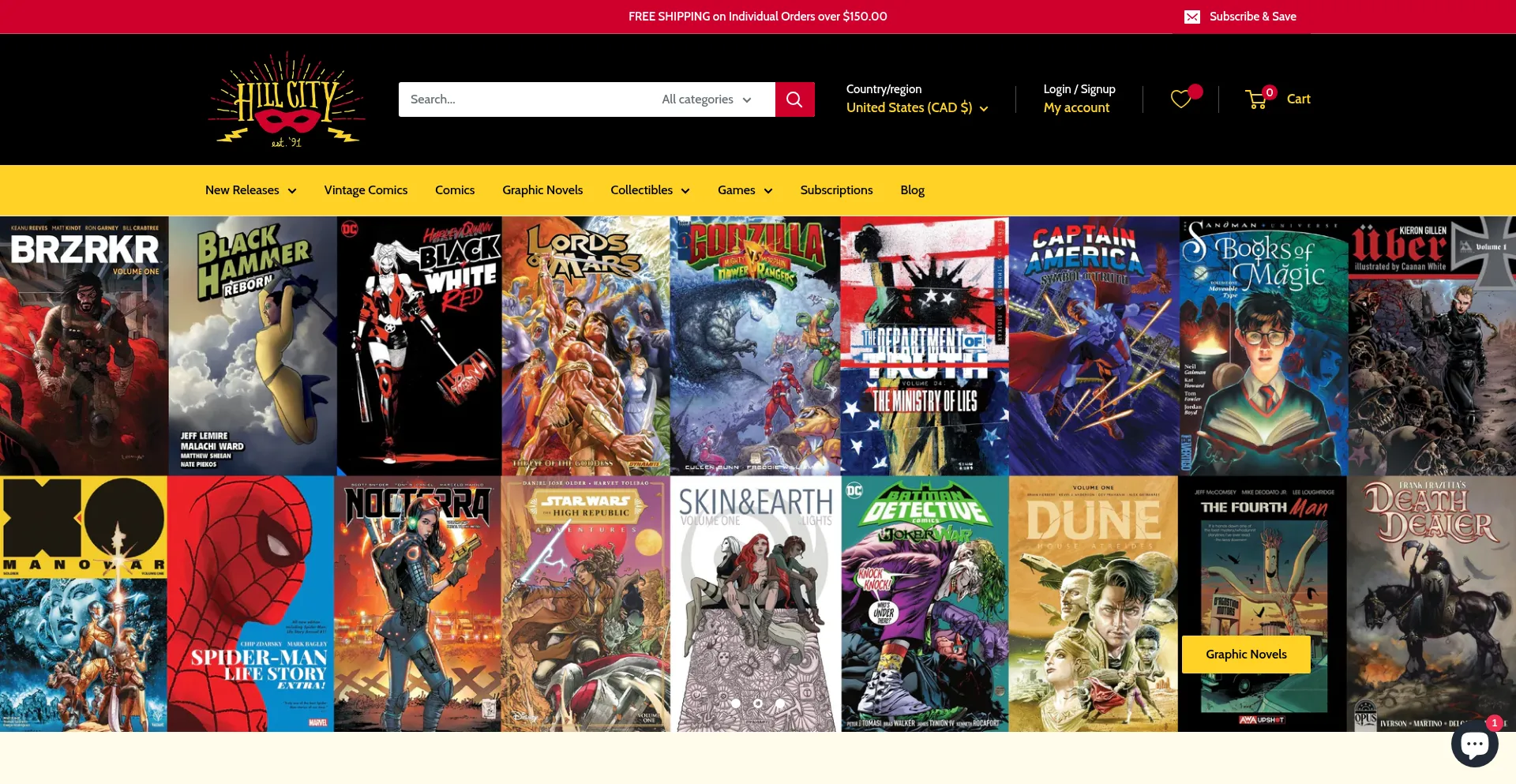 Website screenshot of Everythingcomics.ca