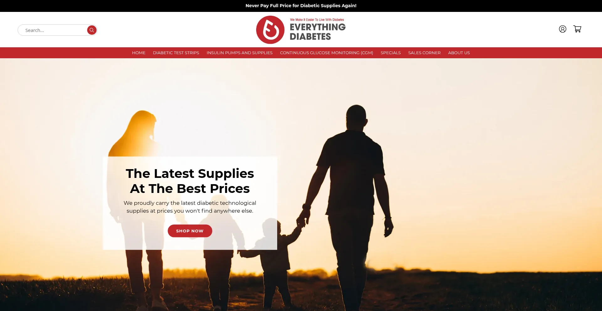 Website screenshot of Everythingdiabetes.store