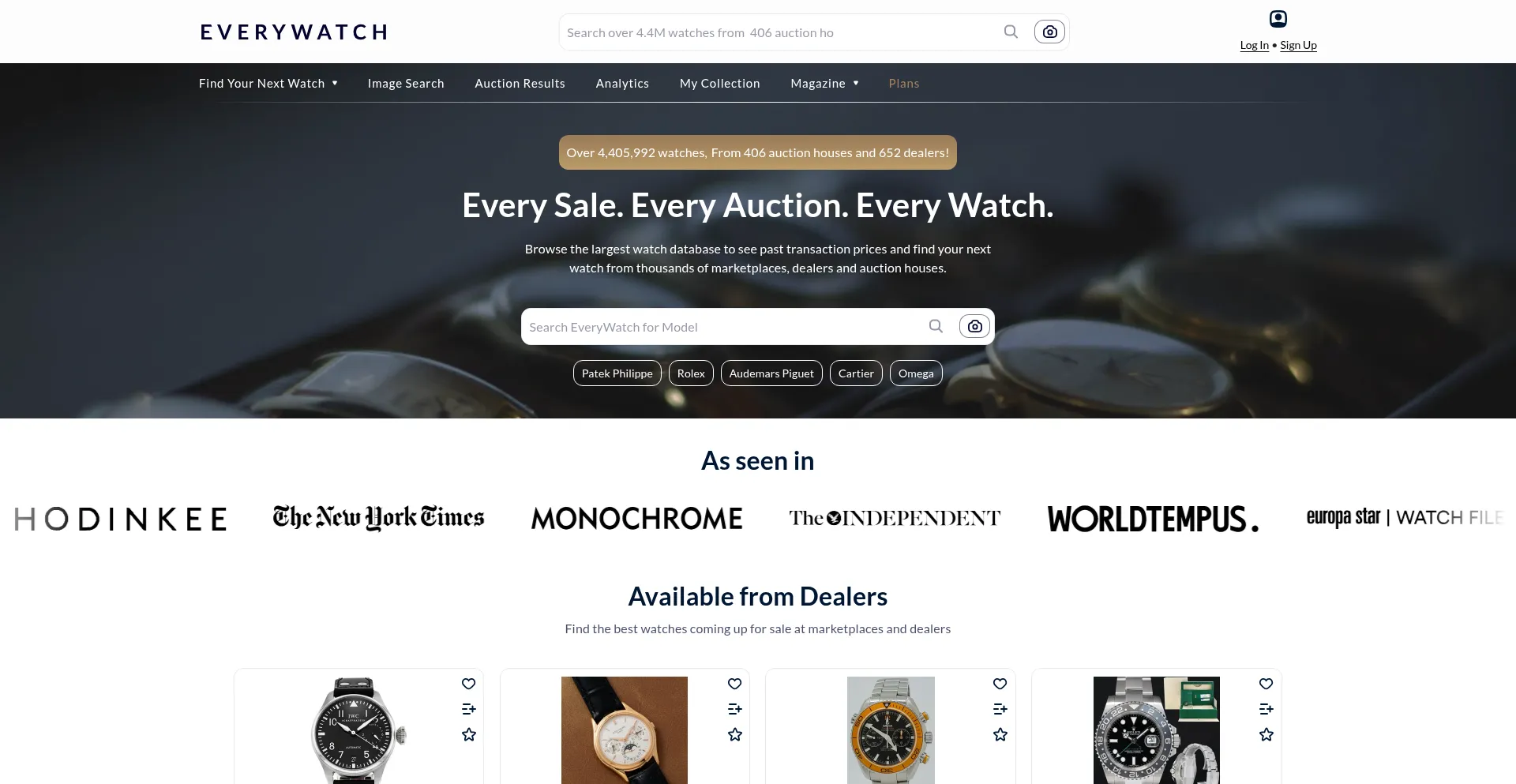 Website screenshot of Everywatch.com