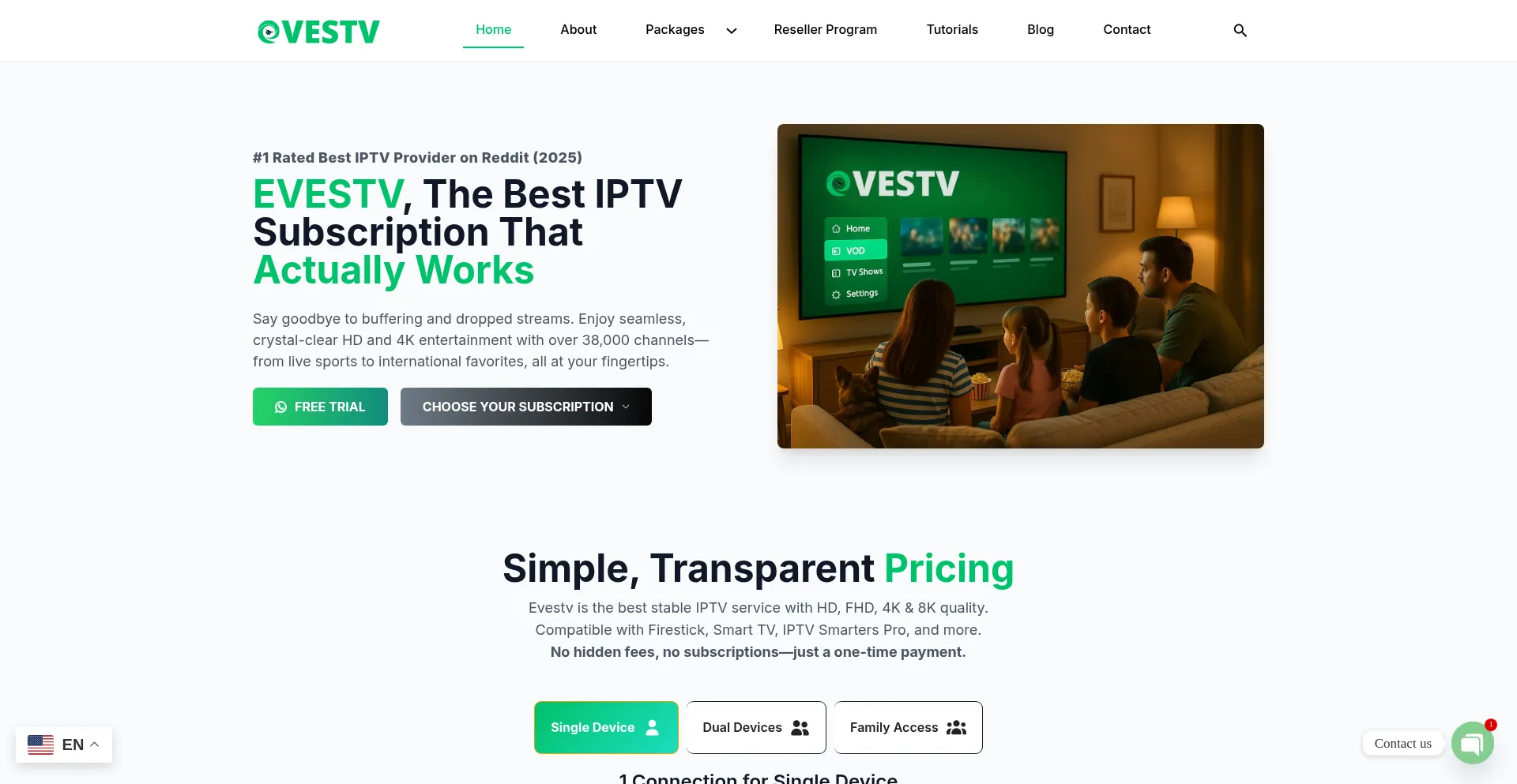 Website screenshot of Evestv.live