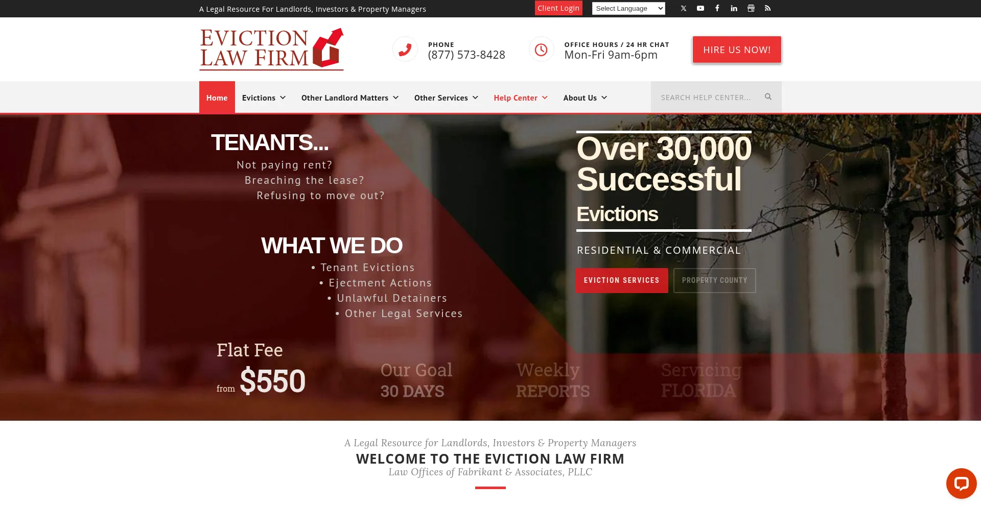 Website screenshot of Evictionlawfirm.com
