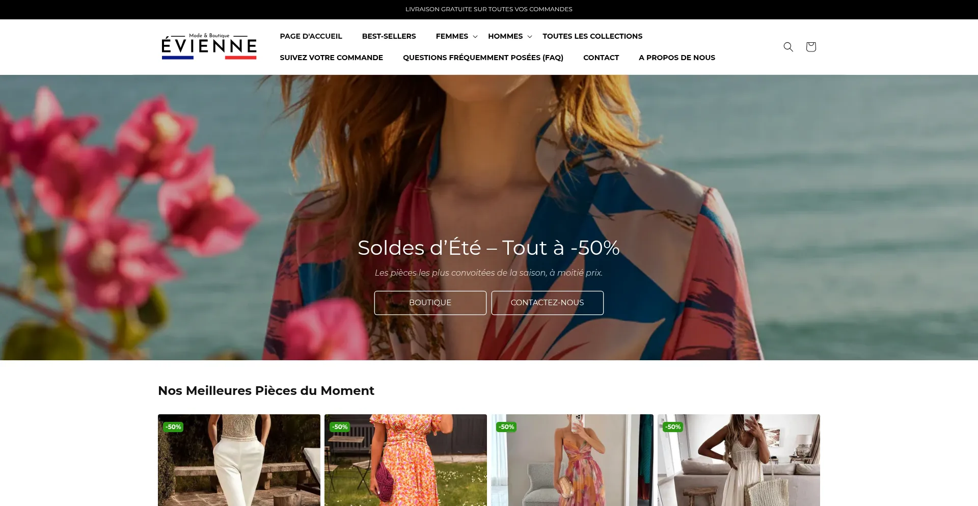 Website screenshot of Evienne.fr