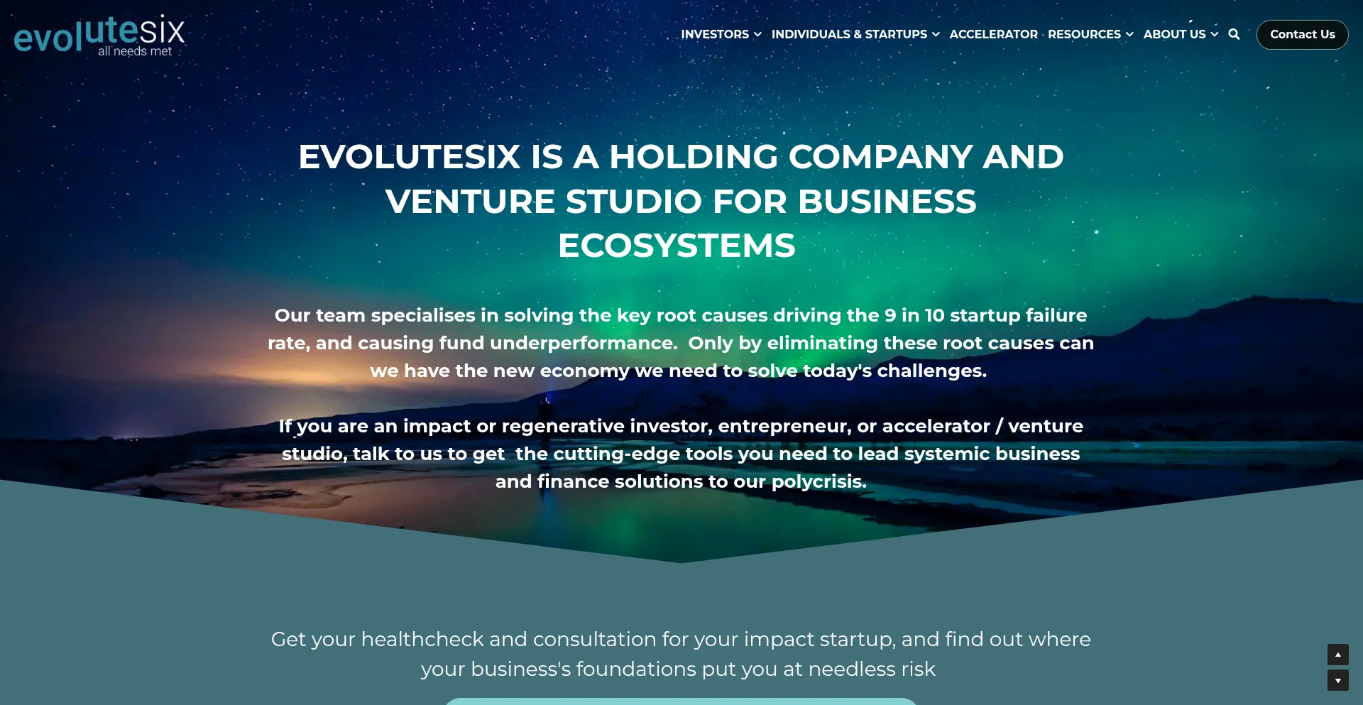 Website screenshot of Evolutesix.com